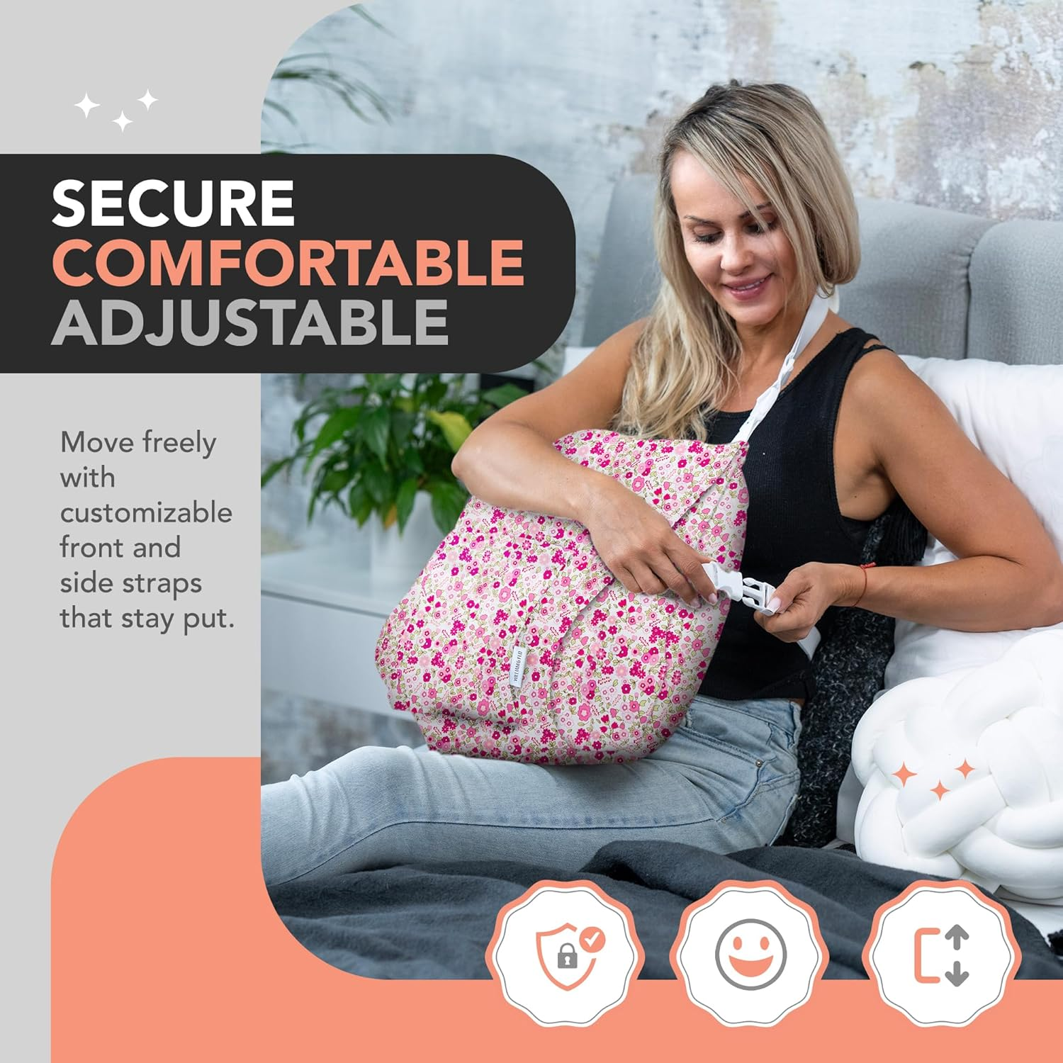 Hysterectomy Pillow for Abdominal Surgery, C Section Pillows, Post Hysterectomy Recovery Must Haves, Recovery Gifts Products, after Surgeries Tummy Tuck Pillow, Heart Surgery Pillows - Pink Flower image number 4