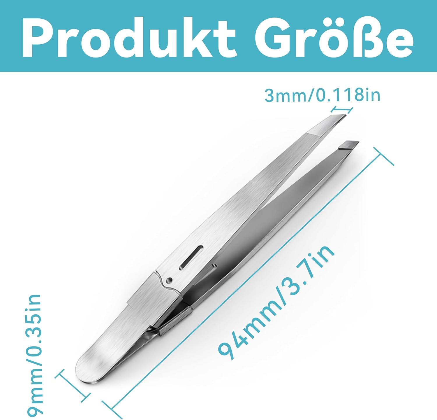 SANTUO Tweezers - Wide Handle & Tip Oblique, Stainless Steel, Unisex Professional Tweezers, Eyebrow Plucking & Eyelash Tweezers for Eyebrow Pluckers, Eyebrow Trimming, Eyelash Assistance (Silver) image number 5