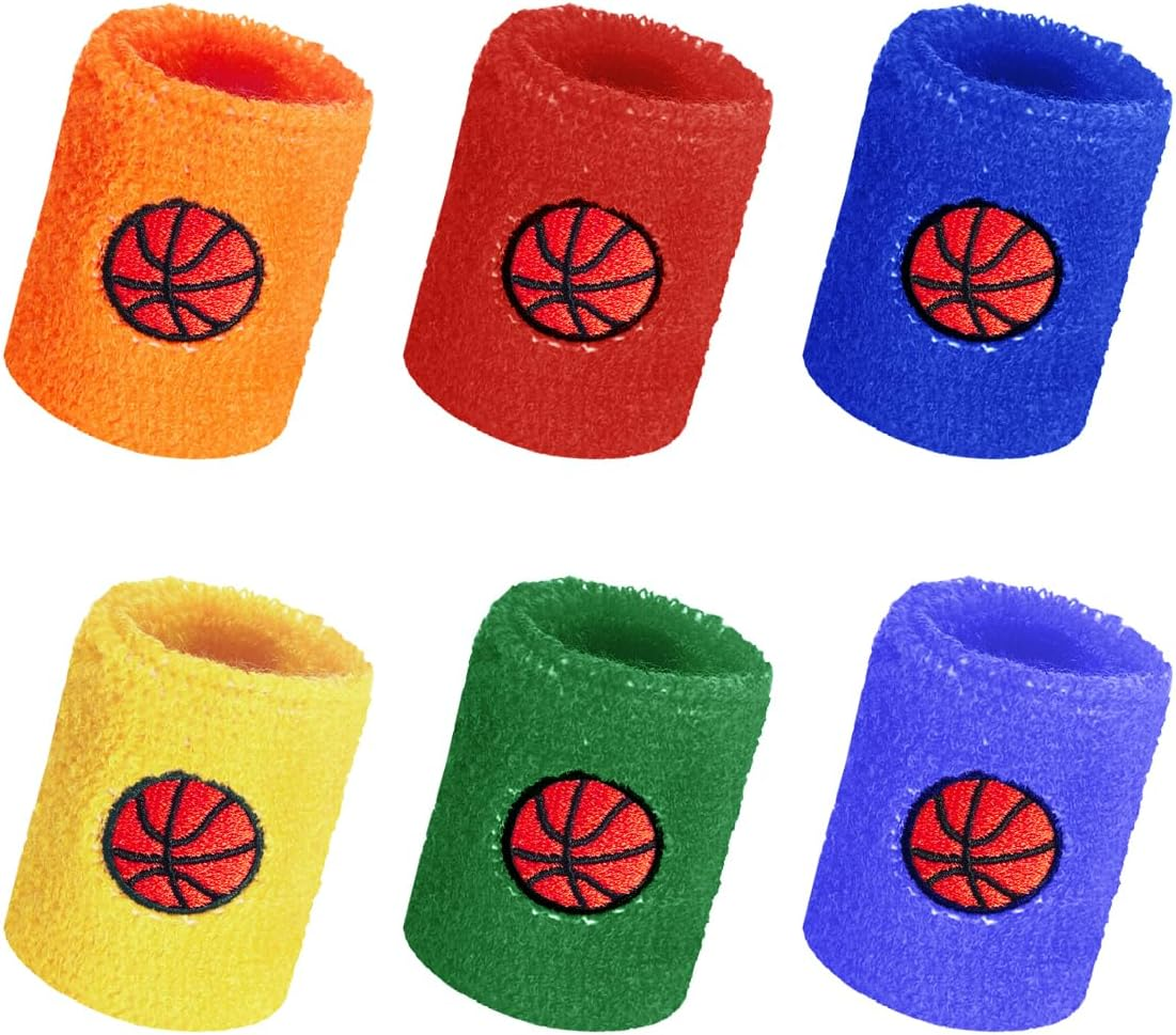 HAIKING Colorful Wrist Sweatbands, 6 Pcs Sports Wristbands for Soccer, Baseball, Basketball (6 Colors)