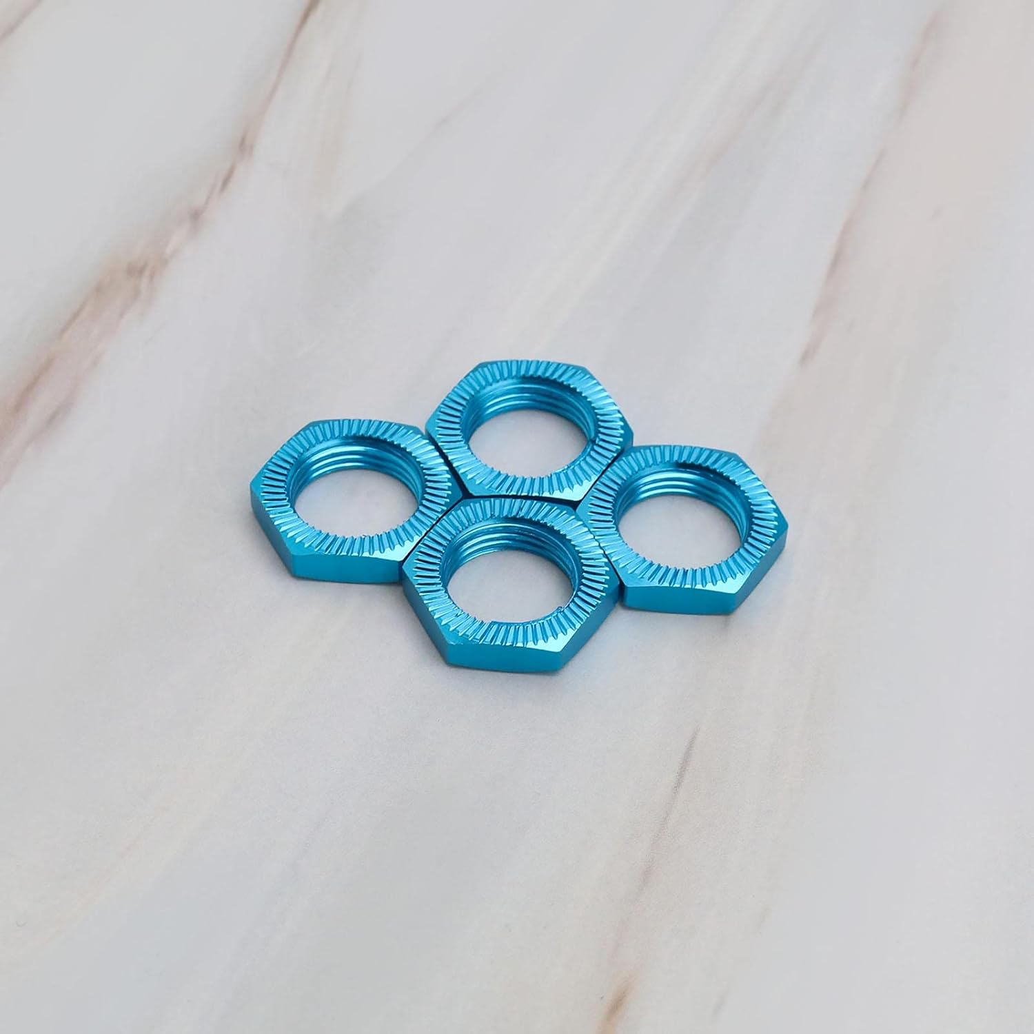 Emsea 4PCS 17Mm Aluminum Alloy Wheel Nut Compatible with RC Car Wheel Hex Hub Nut Thread 1.0Mm for 1/8 Car 17Mm Spanner 12Mm Thread Diameter Upgraded Parts Blue