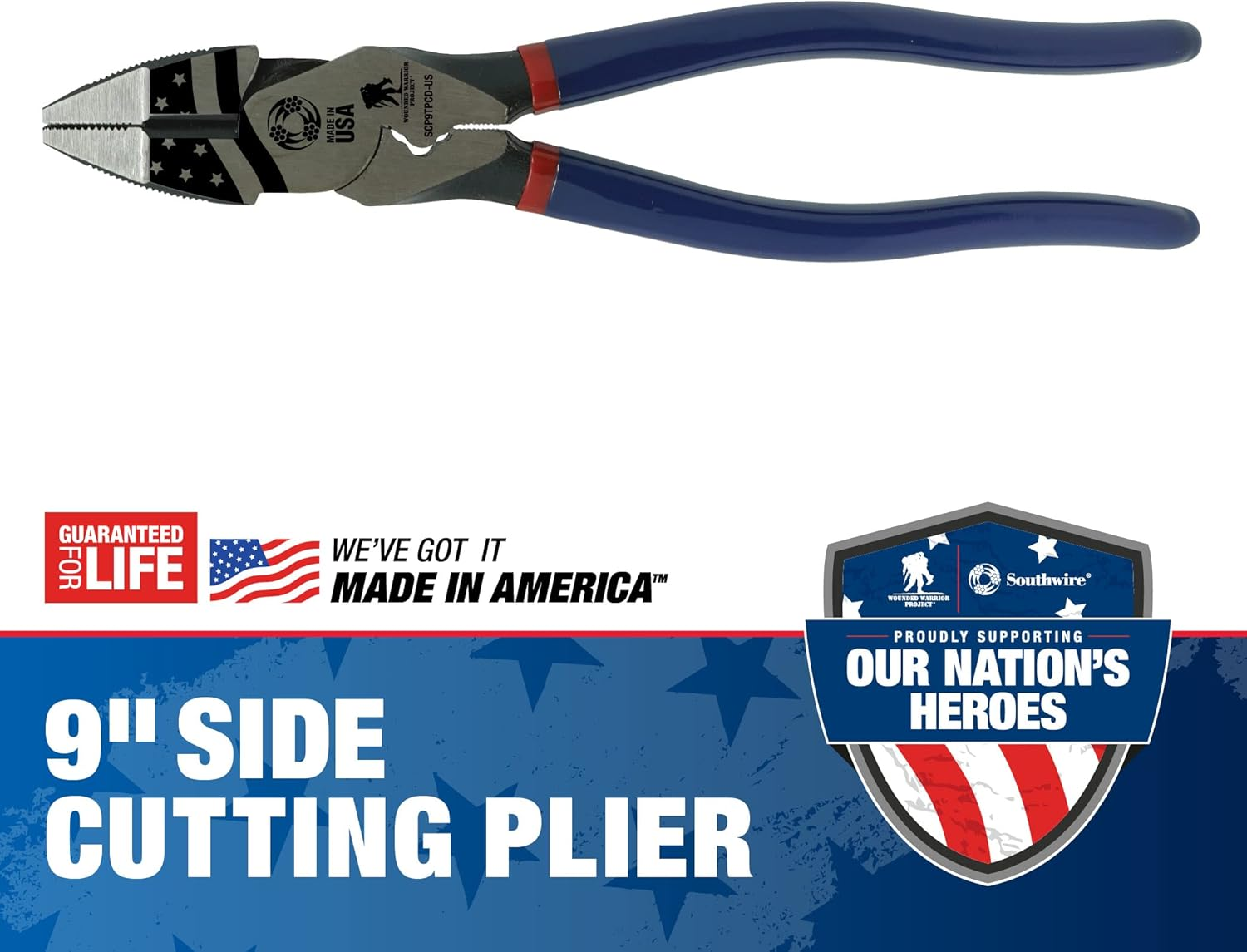 Southwire Tools & Equipment SCP9TPCD-US 9" High-Leverage Side Cutting Pliers Fish Tape Puller & Crimper W/Dip Grip image number 5