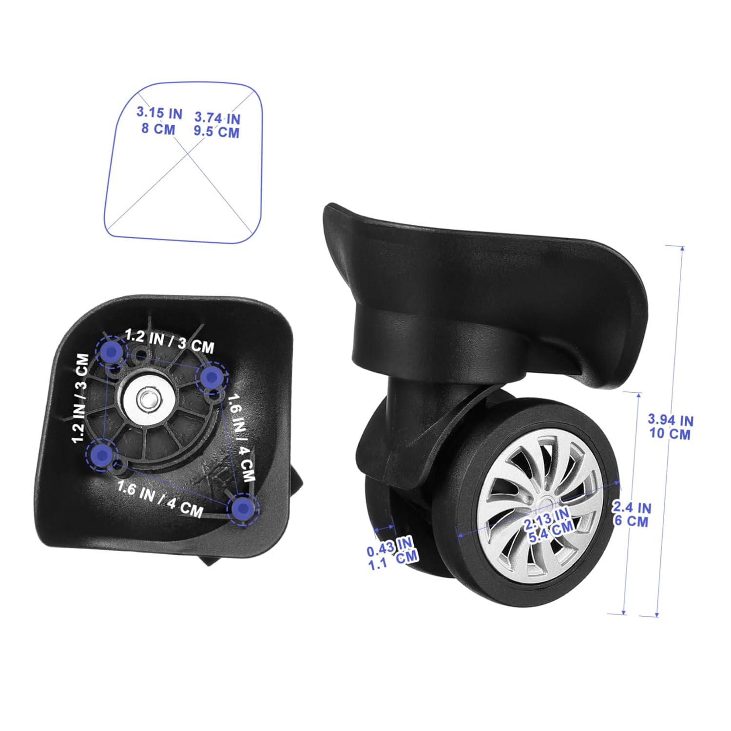 NOLITOY 4Pcs Swivel Wheels Replacement for Luggage Suitcase Durable Travel Bag Wheels Spare Parts for Smooth Mobility and Easy Installation image number 4