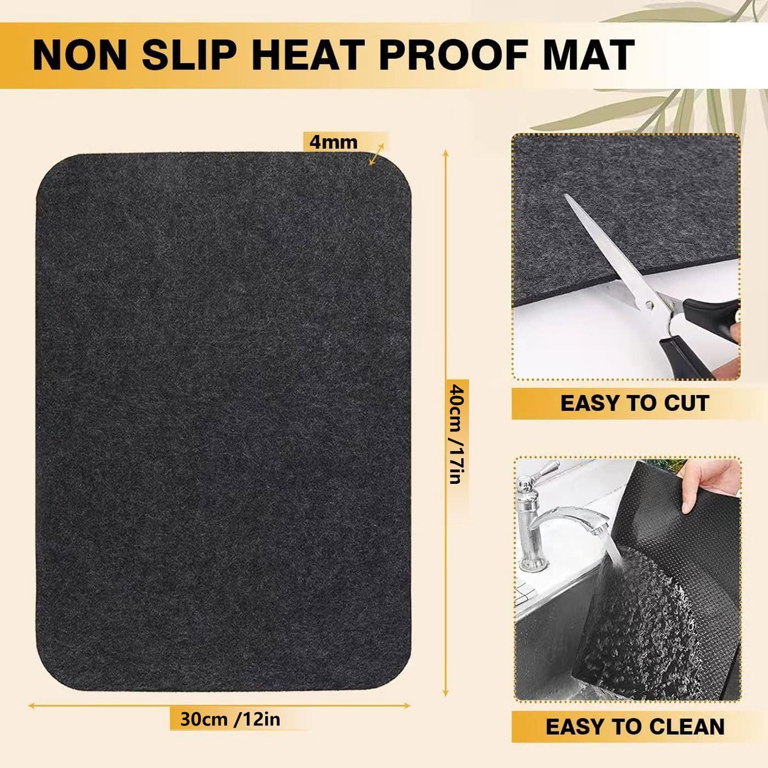 2PCS Heat-Resistant Mat for Air Fryer, Coffee Maker, Kitchen Counter - Non-Slip Countertop Protector and Appliance Moving Mat, 43 * 30Cm (2) image number 4