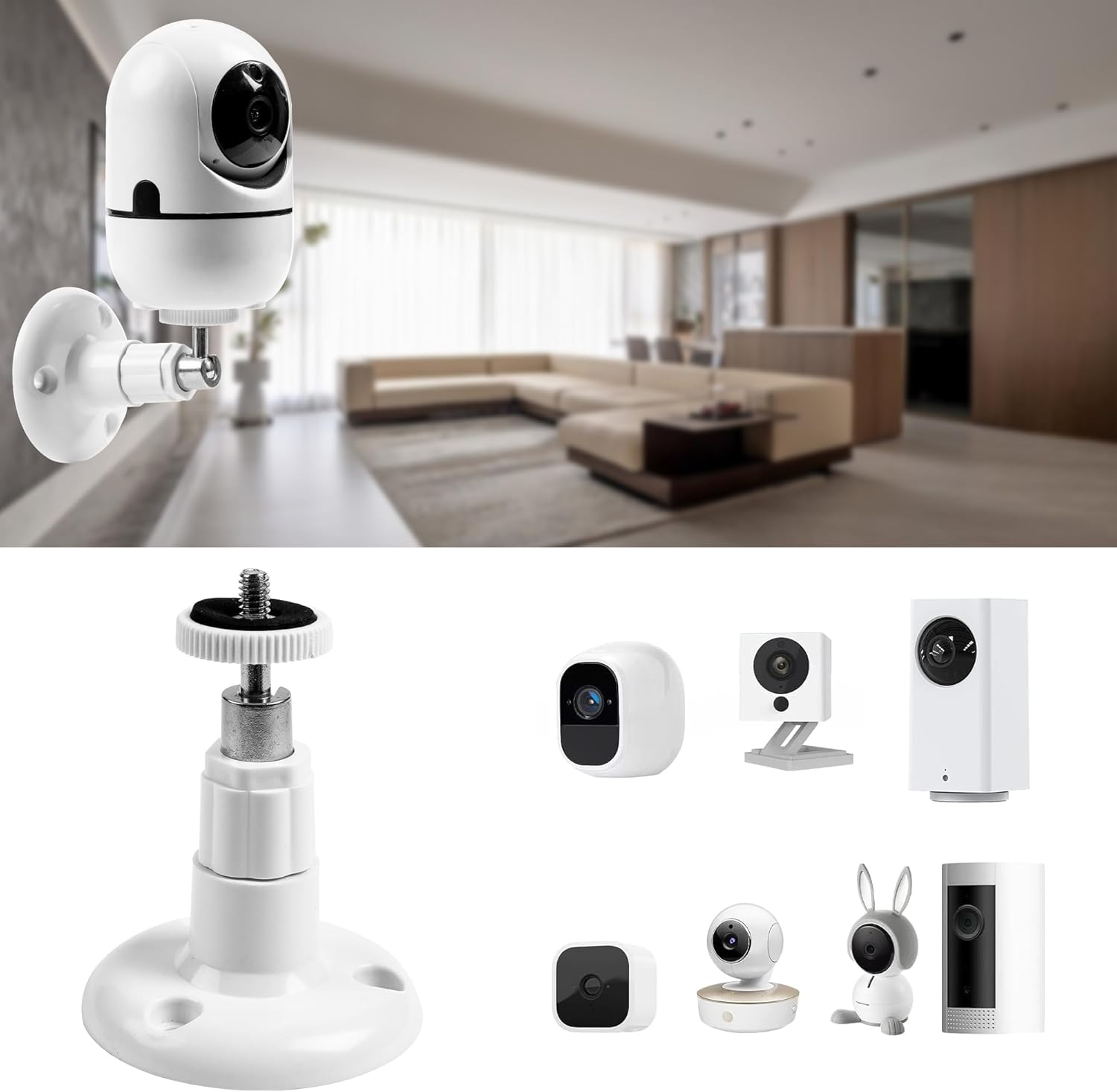 4 Pack Security Wall Mounting, Mount Bracket Compatible with Arlo Pro, Arlo Pro 2, Arlo Ultra, Arlo Pro 3, Arlo Go, 360 Degree Adjustable Bracket for 1/4 Screw Camera with Same Interface (4 Pack) image number 5