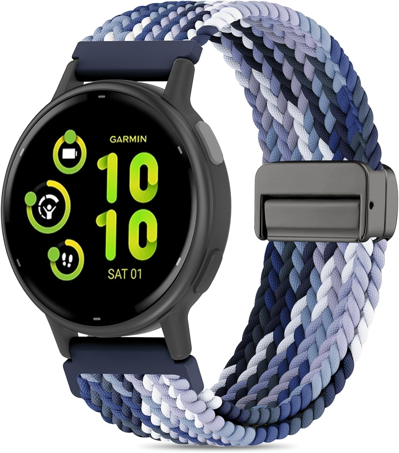 Everact 20Mm Magnetic Braided Watch Bands Compatible with Garmin Vivoactive 5/Vivoactive 6/3/3 Music/Venu Sq 2/Venu, Quick Release Nylon Soft Sport Stretchy Strap for Forerunner 55/165/245/645