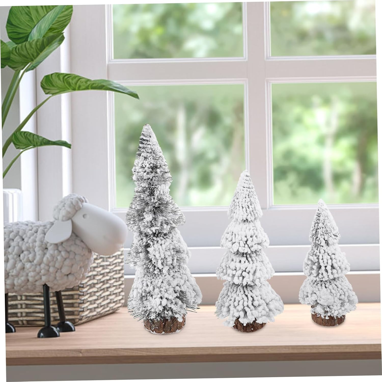 3Pcs Desktop Christmas Tree Ornaments Miniature Pine Trees for Tabletop Artificial Xmas as Home Holiday Decor for Christmas Ornaments and Party Decor image number 1