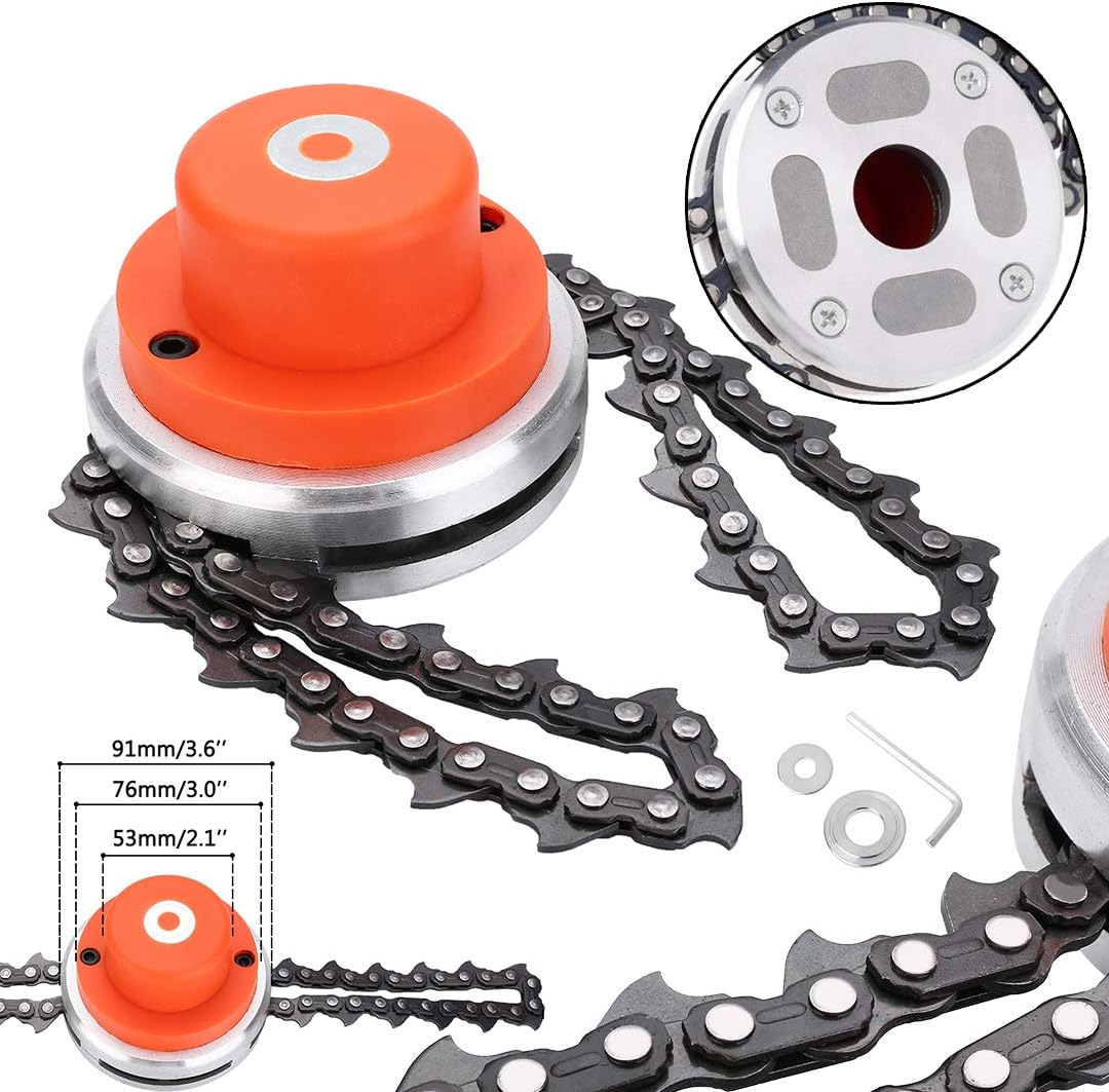 65Mn Trimmer Head Coil Chain Lines Brush Cutter Weed Eater Grass Replacement Attachment 1 Inch/25.4Mm Mounting Hole Universal Fit for Gas Trimmers Lawnmower(Red) image number 1