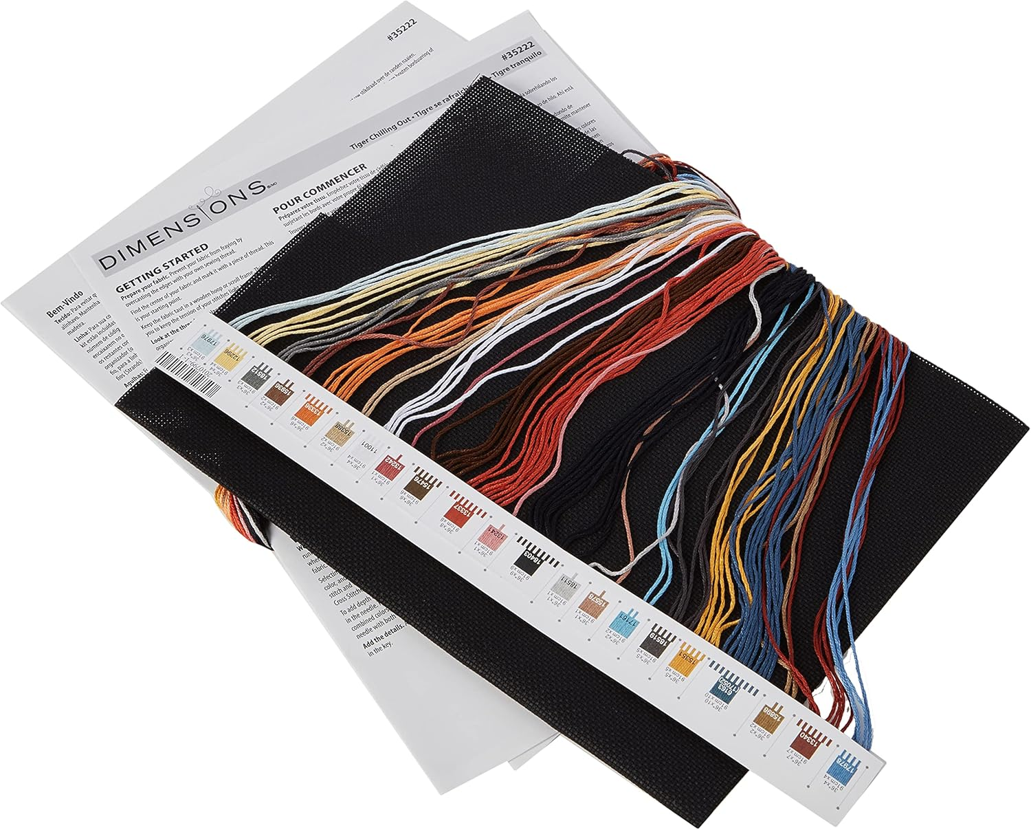 Dimensions 'Tiger Chilling Out' Counted Cross Stitch Kit, 18 Count Black Aida, 9" X 14" image number 1