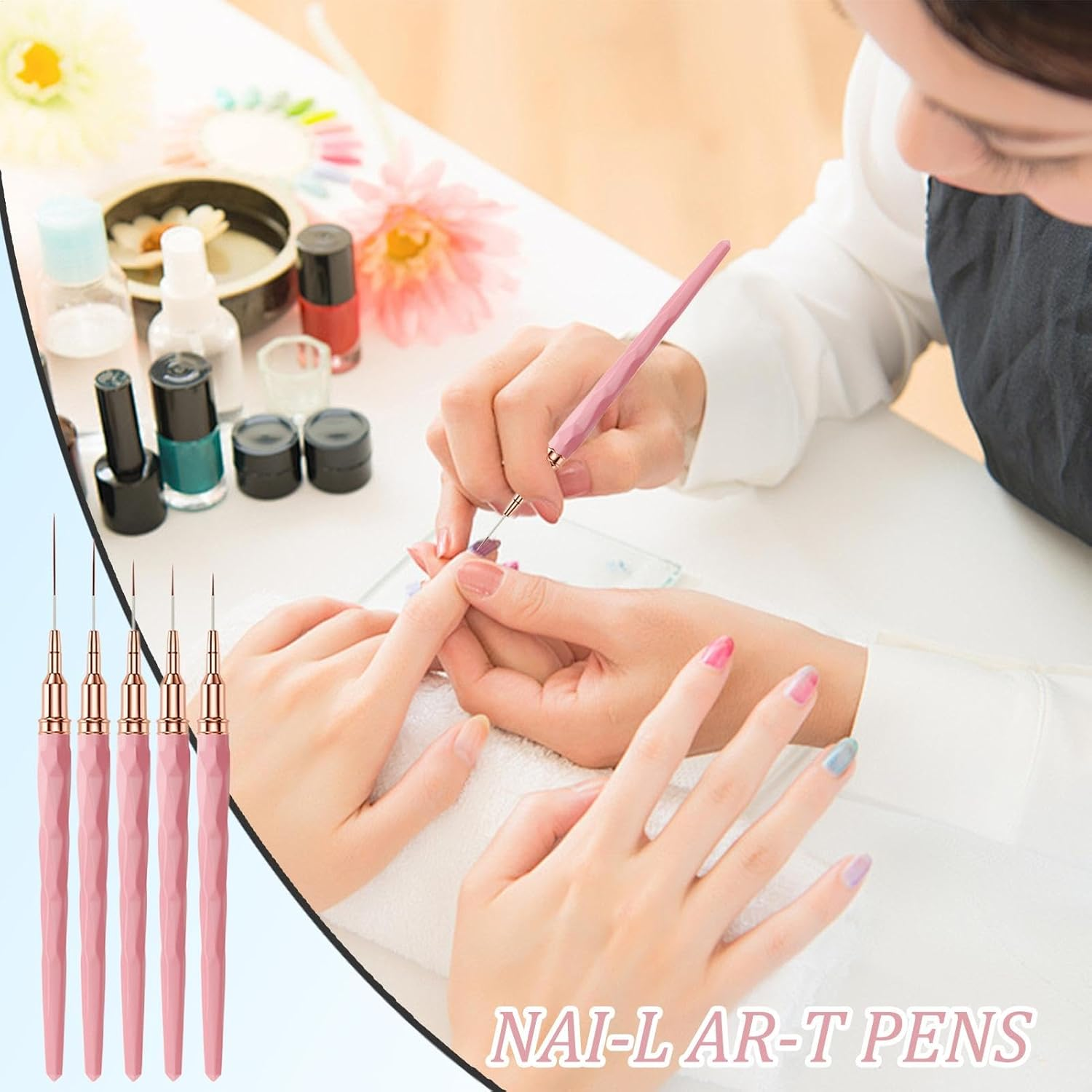 French Tip Brush, Fine Tip Liner Brush for Nails, Sizes 7/9/11/15/25Mm UV Gel Polish Painting Nail Design Tools for Long Lines, Thin Details, Fine Drawing image number 6