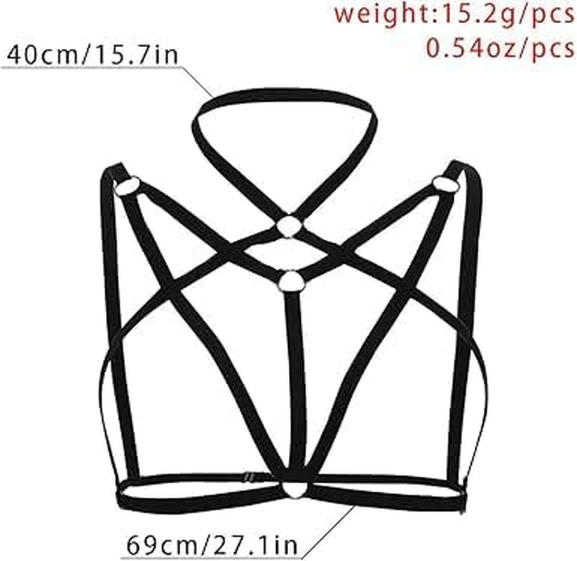 Sexy Lingerie Cage Bra Harness Cupless Strappy Bralette Elastic Bra Body Harness Belly Belts for Women Black image number 1