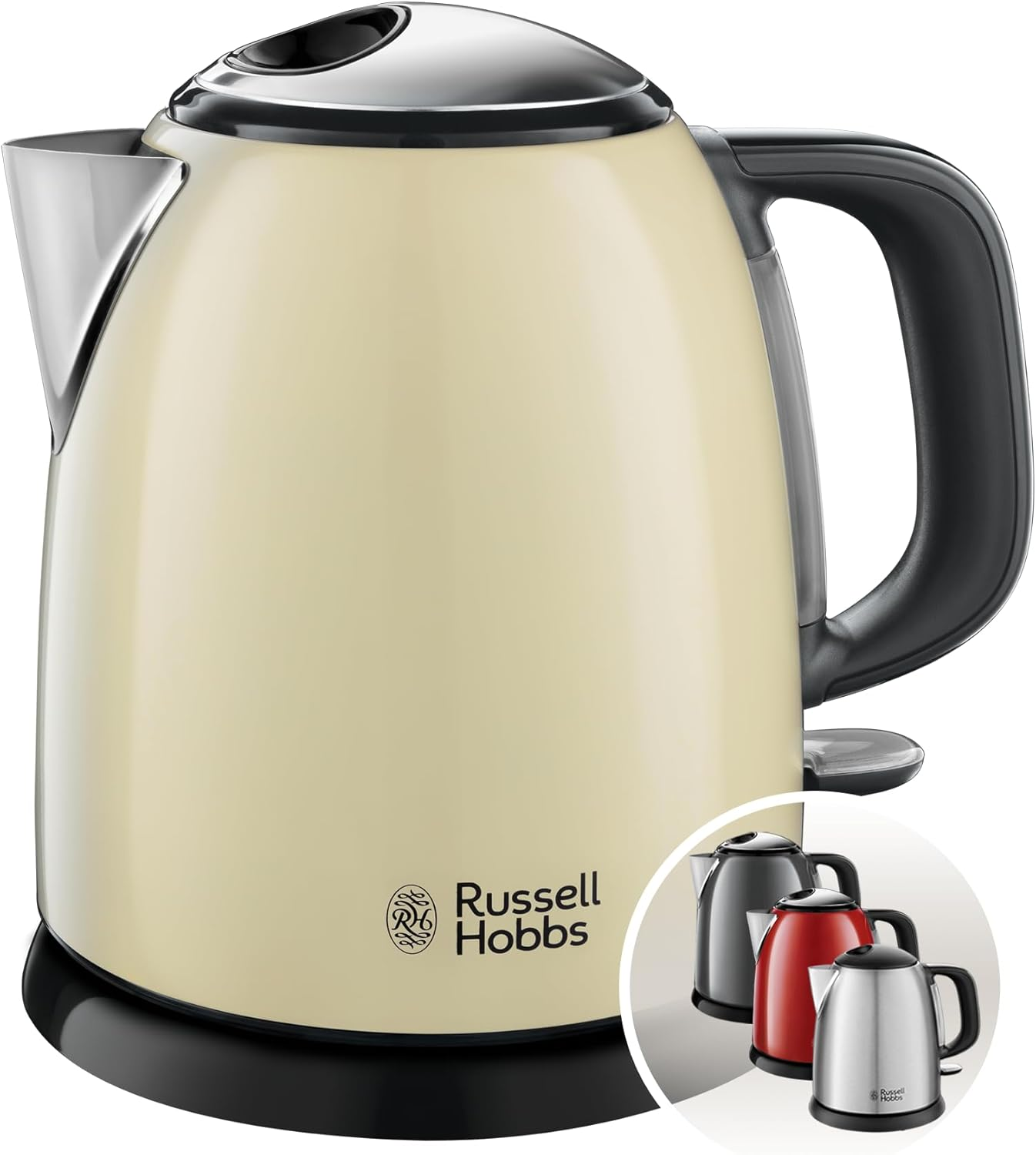 Russell Hobbs Colours+ 24994-70 Kettle [1.0 L] Stainless Steel Cream (2400 W, Quick Boil Function, Removable Limescale Filter, External Water Level Indicator, Small Travel Kettle) image number 5