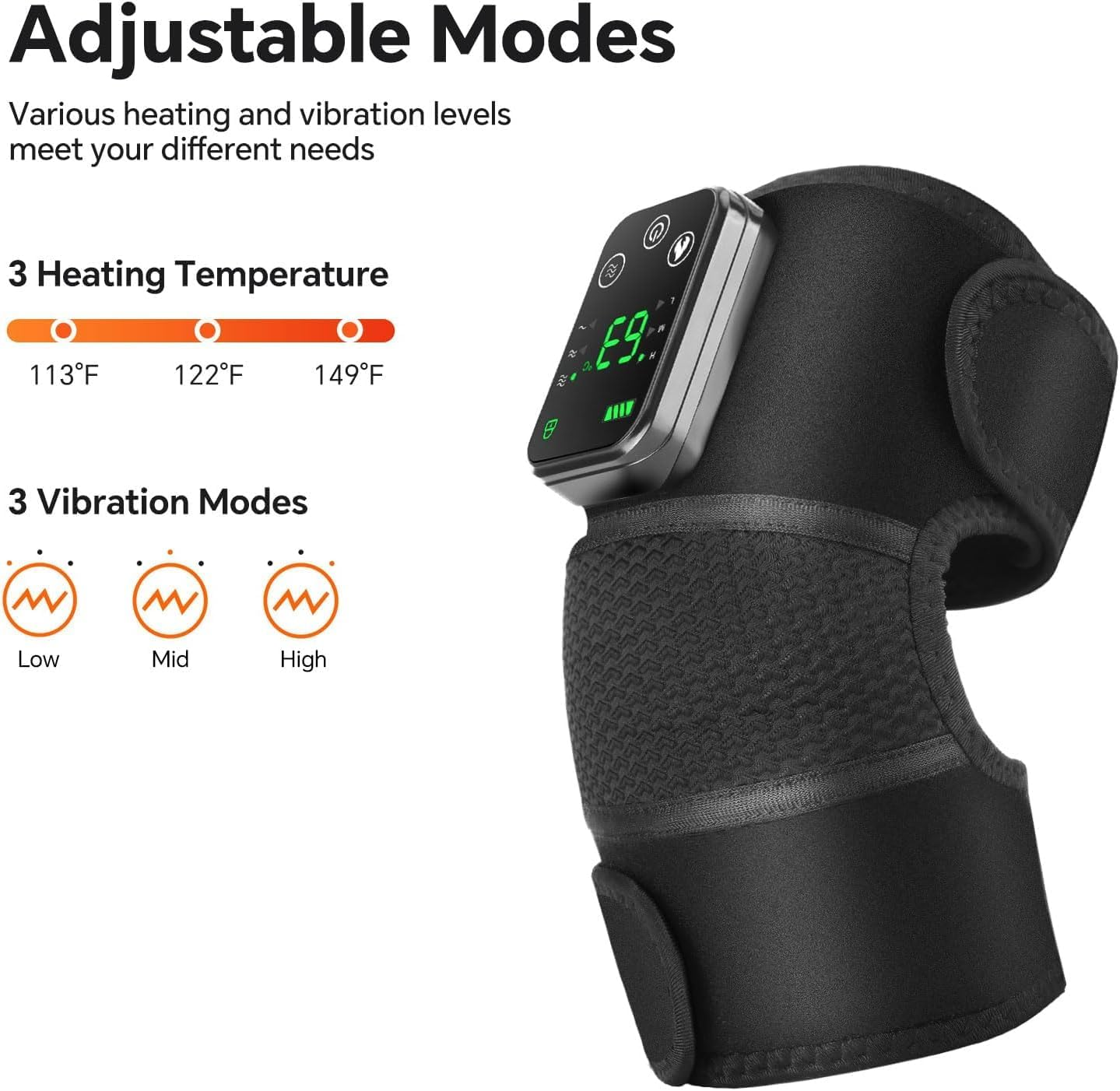 Knee Massager with Heat & Vibration &ndash; 3-In-1 Therapy, Knee Brace 4000Mah Rechargeable Wireless, Pain Relief Shoulder Massage, Joint & Muscle Relaxation image number 3