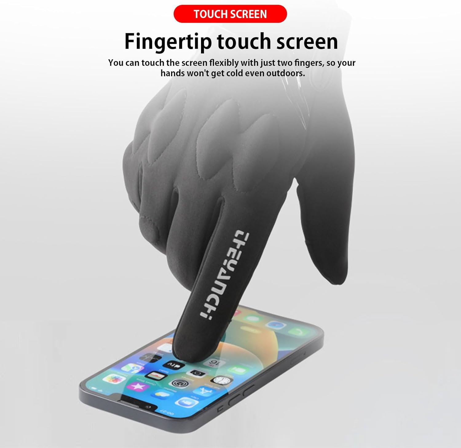 Men'S Winter Gloves Fleece Lining Waterproof Anti-Slip Windproof Cold Protection Cycling Mountaineering Fishing Unisex image number 2