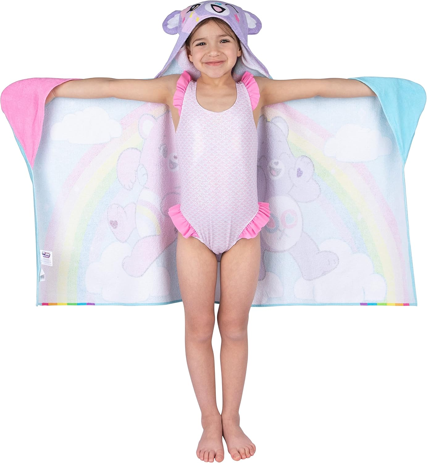 Franco Care Bears Bath/Pool/Beach Soft Cotton Terry Hooded Towel Wrap, 24 in X 50 In, by Kids (HH1893) image number 4