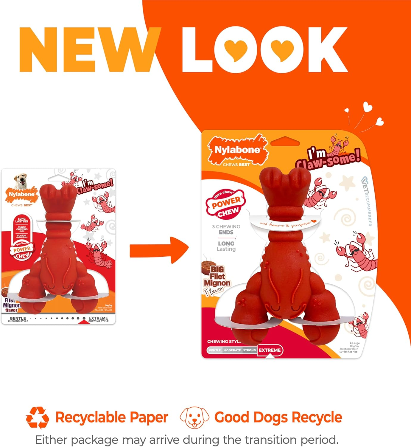 Nylabone Power Filet Mignon Lobster Dog Chew Toy, X-Large image number 3