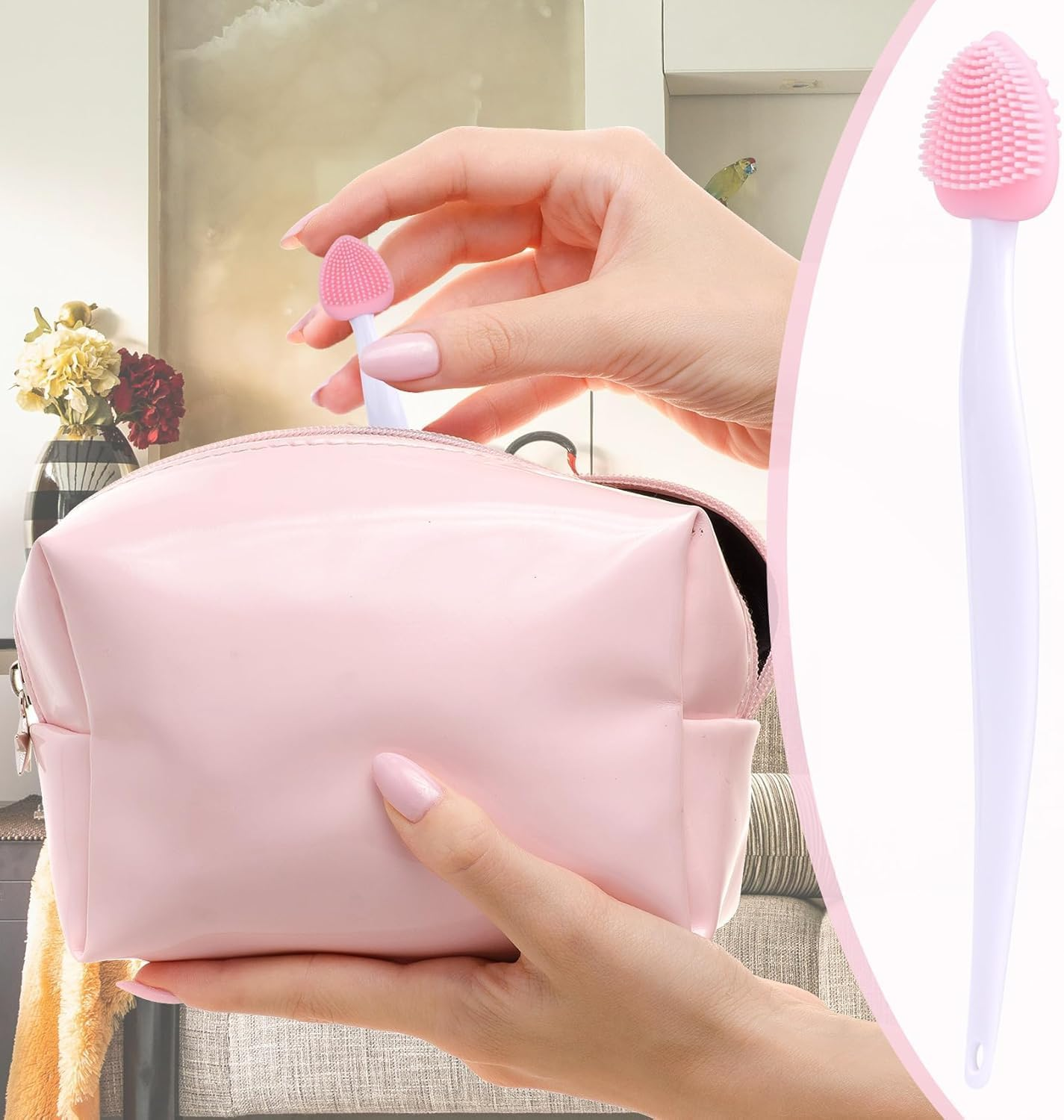 4Pcs Lip Scrub Brush, Silicone Heart Lip Exfoliator Brushes Scrubber Tool, Double-Sided Lip Cleaning Exfoliating Remove Dead Skin Tool for Men Women Dark Lips image number 1