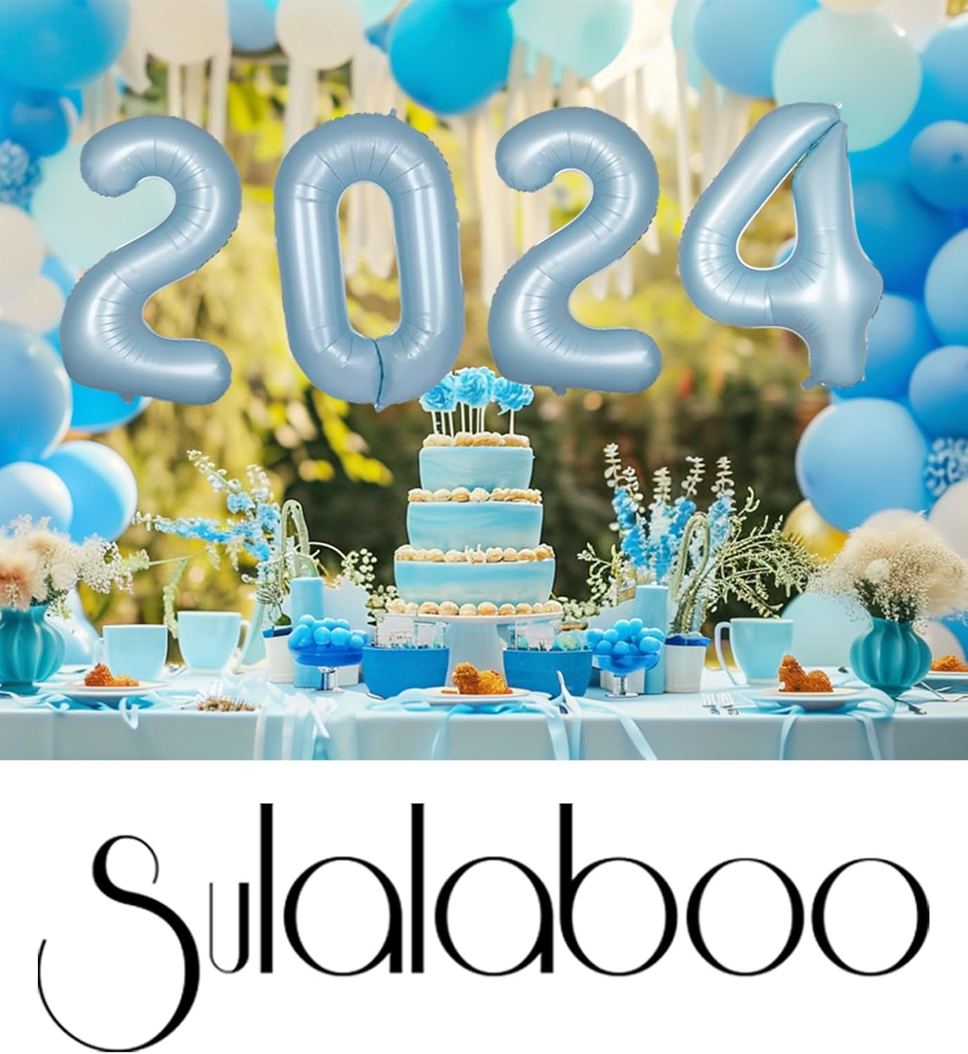 SULALABOO 40Inch Light Blue Number 1 Balloon Large Helium Baby Blue Number Balloons 0-9 Giant Digital 0Th Foil Mylar Big Party Balloon for Boy Birthday Party Anniversary Graduation Decorations image number 1