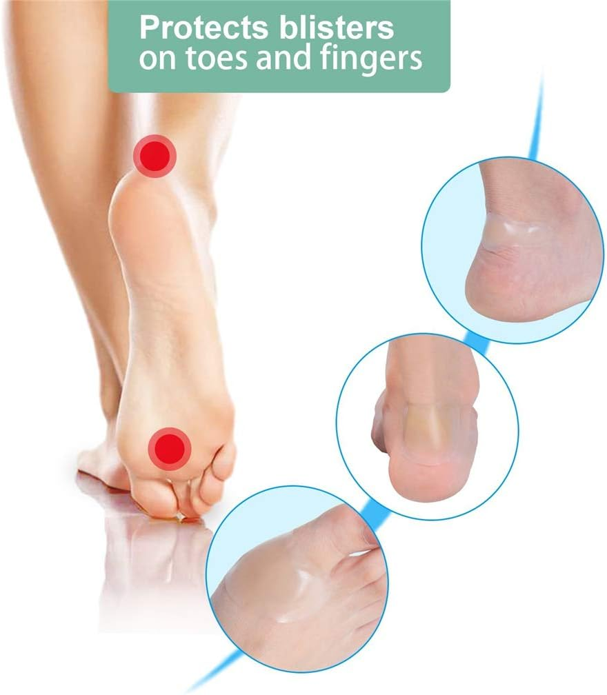 10 Pcs Gel Heel Blister Patch, Adhesive Waterproof Hydrocolloid Heel Protector, Blister Prevention Cushioned Bandage, for Foot Toe Heel Blister Recovery and Prevention Guard Skin Rubbing (20 X 65 Mm)