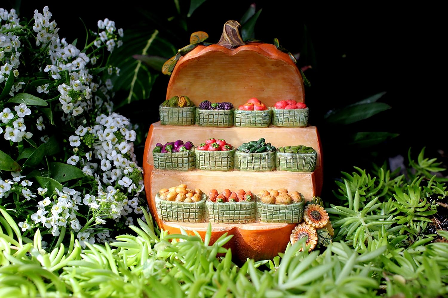 PRETMANNS Fairy Garden Fairies Accessories - Kit with Fairy Figurine, Miniature Scarecrow & Vegetable Stand 5 Pieces Farm Collection image number 4