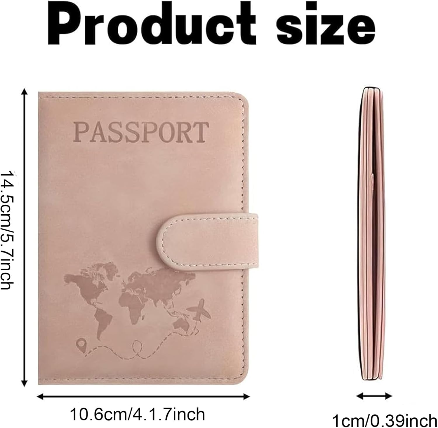 PU Leather Passport Travel Holder - RFID - Blocking Document Organizer with Magnetic Closure, MH MOIHSING Passport Wallet Cover Passport Protector for Credit&Id Cards, Boarding Passes Men&Women (Pink) - Black image number 4