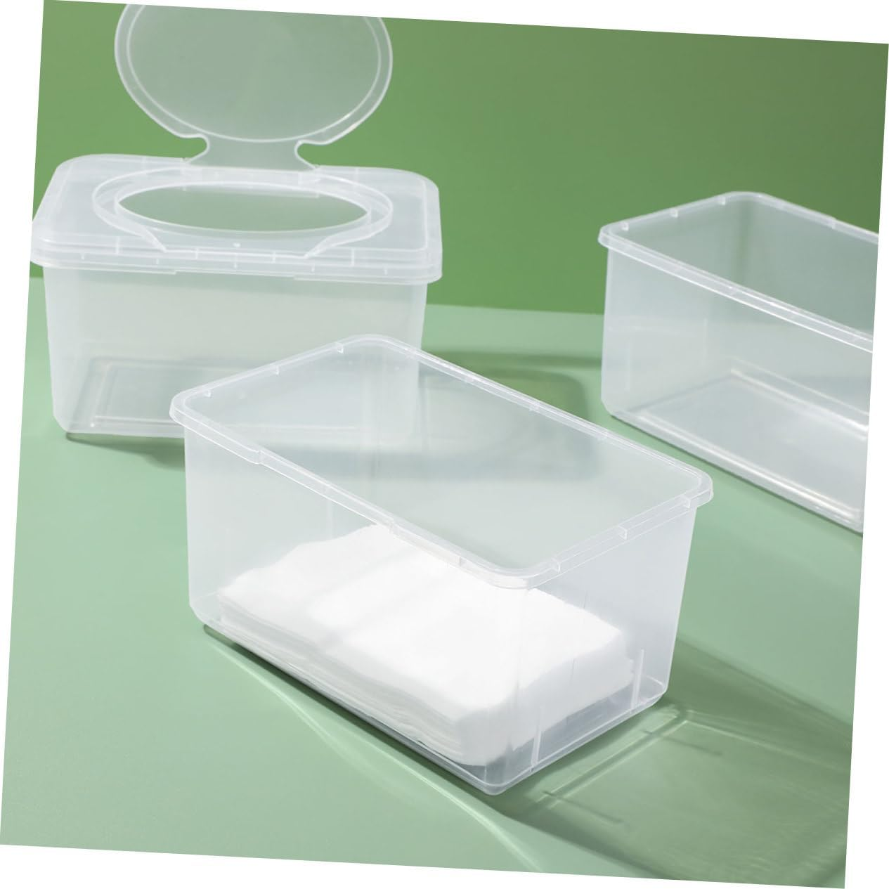 4Pcs Baby Wipes Dispenser Refillable Wet Tissue Case with Lid Dustproof Pp Plastic Holder for Home and Travel Use Easy Access for Baby Care