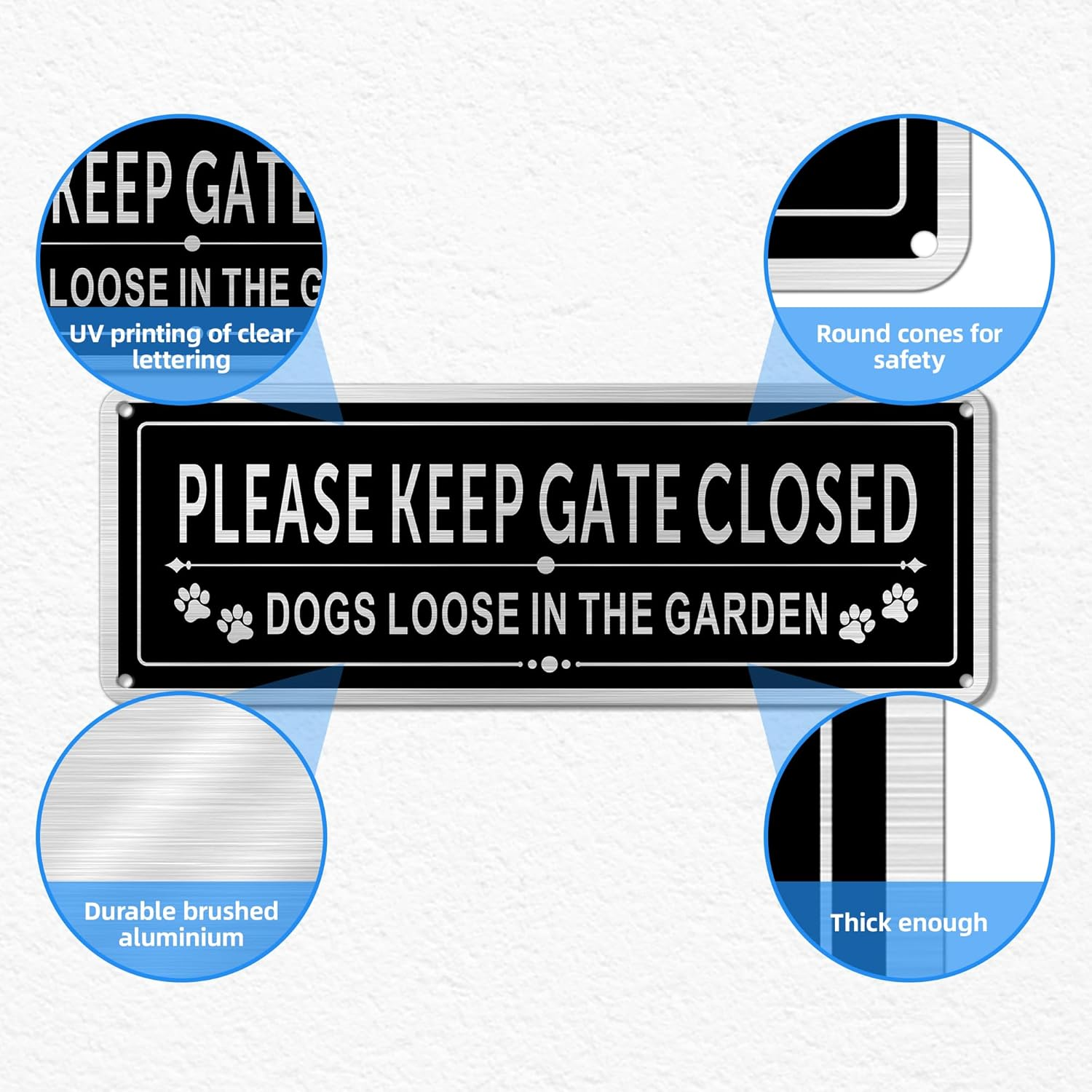 Please Keep Gate Closed Sign-25 * 9CM Dog Loose Signs Gates,With Pre-Drilled Holes and Adhesive Backing Suitable for Outdoor Gate Fencing image number 6