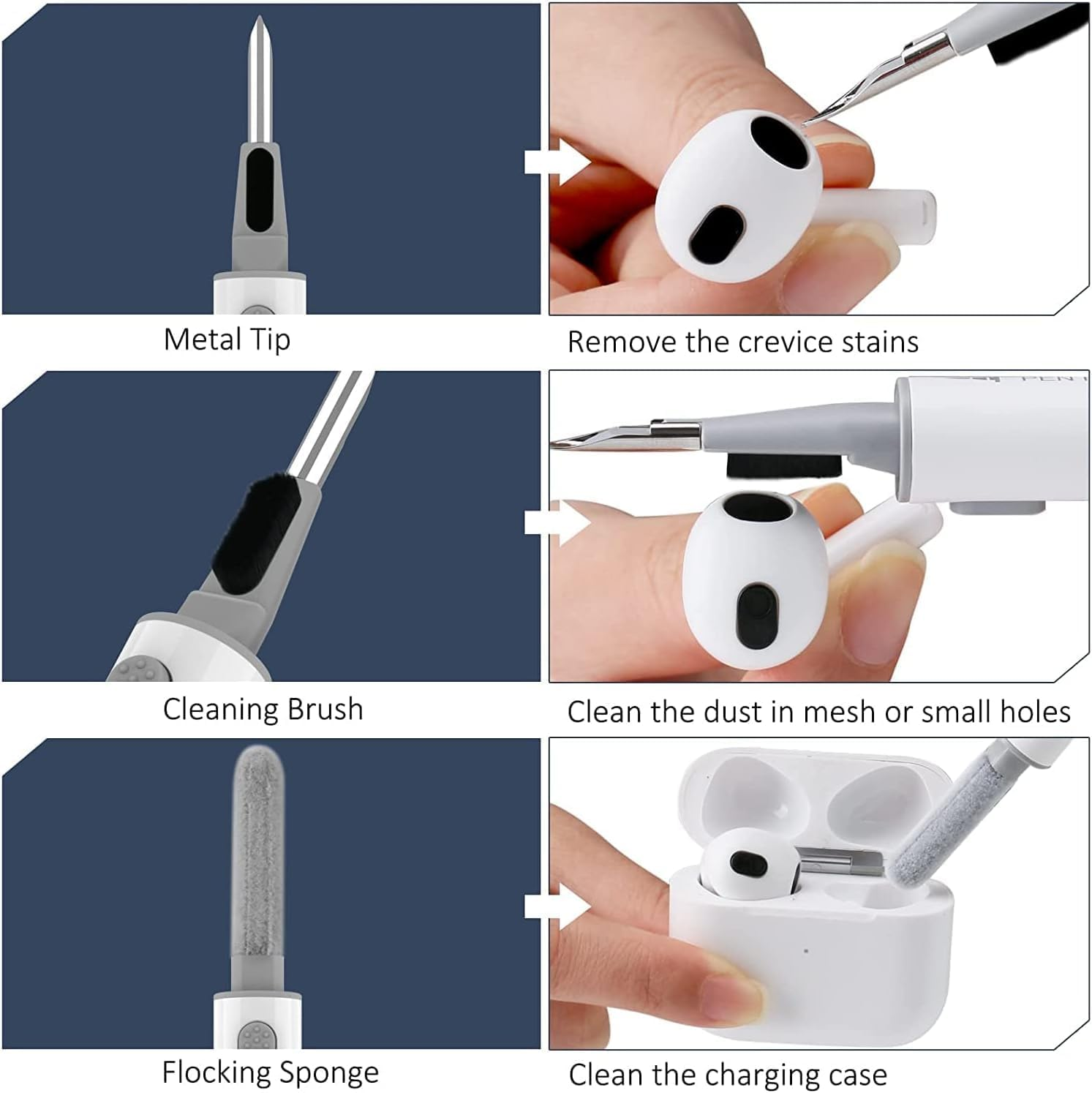 Aircawin for Airpods Pro 2 Case Clear,Shockproof Clear Case for Airpods Pro 2Nd Generation Case Cover 2022,Soft TPU Transparent Drop Protection Case with Strap and Cleaning Pen for Airpods Pro 2-Clear - Clear Purple image number 7