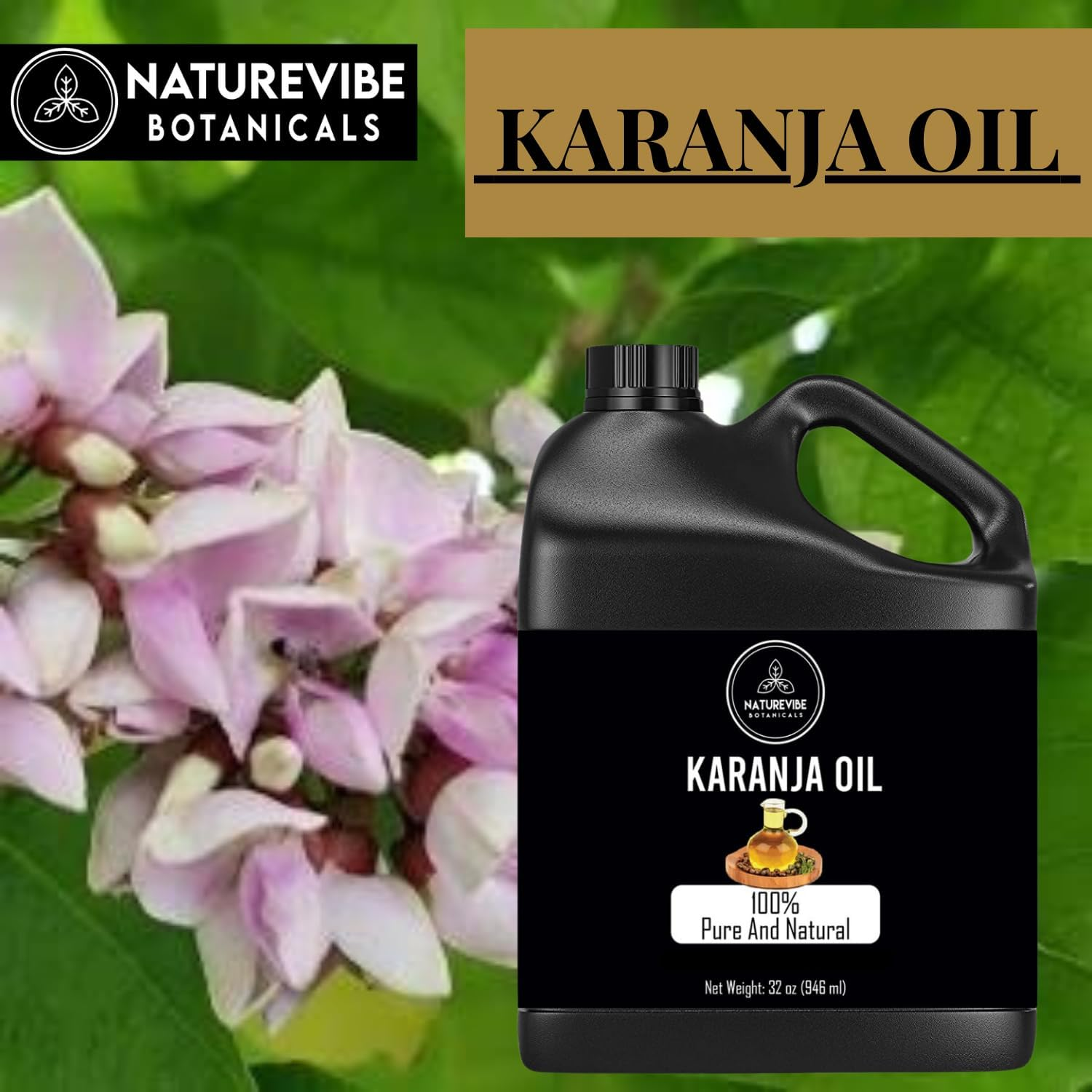 Naturevibe Botanicals Karanja Oil 32 Ounces | 100% Pure and Natural | Great for Skin Care and Hair Care image number 2