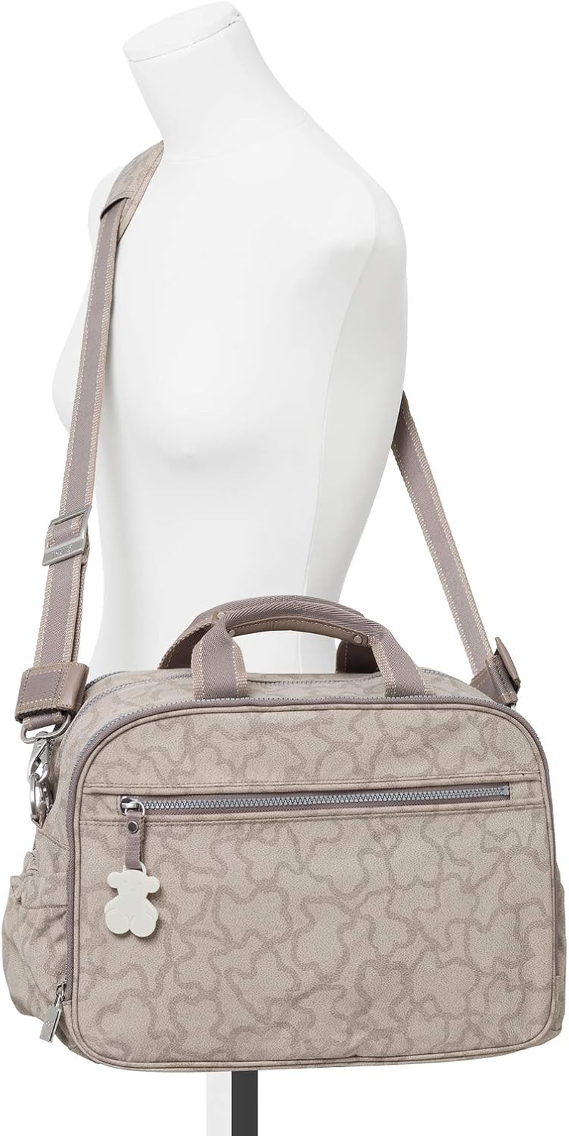 TOUS Vinyl Combined with Calfskin Leather Stoned Color Baby Bag for Women, 40X20X25 Cm, Kaos New Colores Collection, Stone, Talla &Uacute;nica image number 2