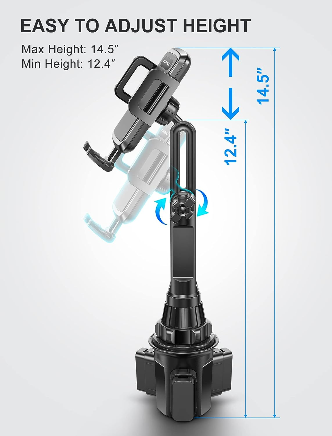 Car-Cup-Holder-Phone-Mount Adjustable Long Pole Automobile Cup Holder Smart Phone Cradle Car Mount for Iphone 11 Pro/Xr/Xs Max/X/8/7 Plus/6S/Samsung S10 /Note 9/S8 Plus/S7 Edge image number 1