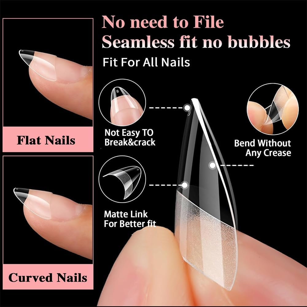 TTPSRY 600PCS Transparent Short Nail Tips Ultra Thin Matte Press-On False Nails, No Filing Needed, Perfect for DIY Nail Art and Professional Use image number 2