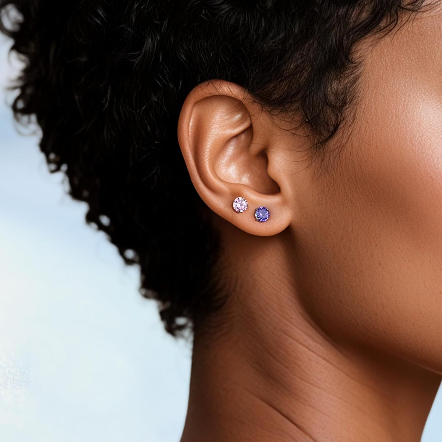 Limerencia Hypoallergenic G23 Implant Grade Titanium Screw Back Earrings Tragus 20G Helix F136 Piercing Post for Sensitive Ears Simulated Diamond Cartilage image number 2