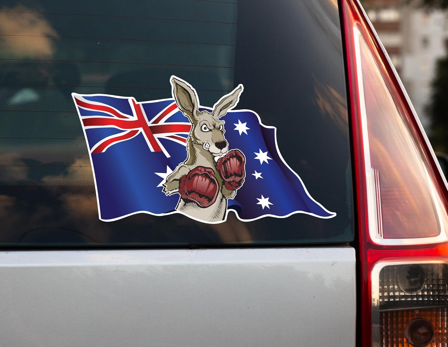 Australia Day Car Decals &ndash; a Pair of Vinyl Stickers with Boxing Kangaroo & Flag Design, Weatherproof, Bubble-Free Application, Proudly Australian Made (25Cm) image number 2