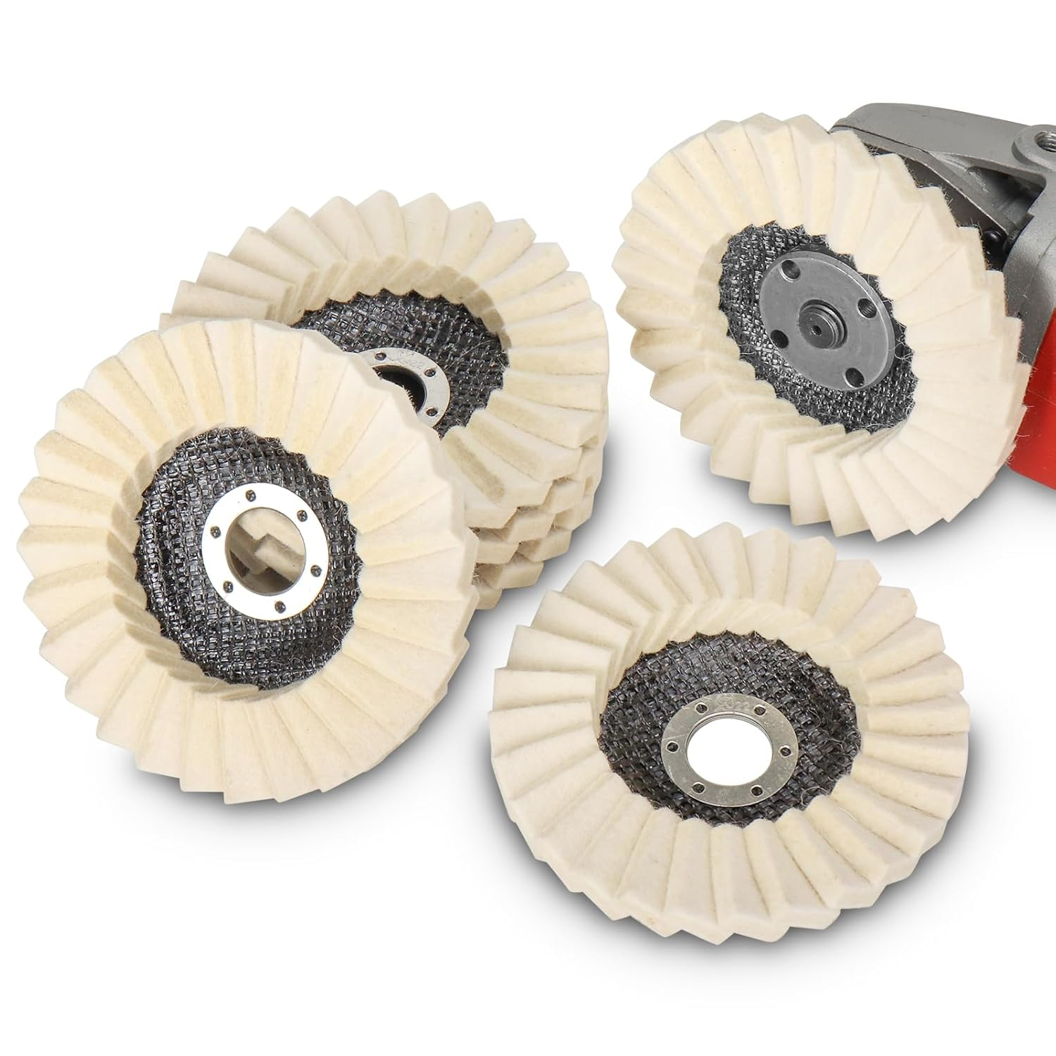 6-Pack Felt Flap Disc Abrasives 5" X 7/8" Arbor, Wool Polishing Buffing Wheel Pad for Angle Grinder image number 5