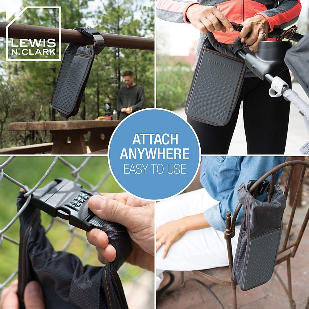 Lewis N. Clark Safebox Portable Safe with anti Theft Combination Lock and Slash Resistant Material to Protect Wallet, Small (Black) - 94092GRY