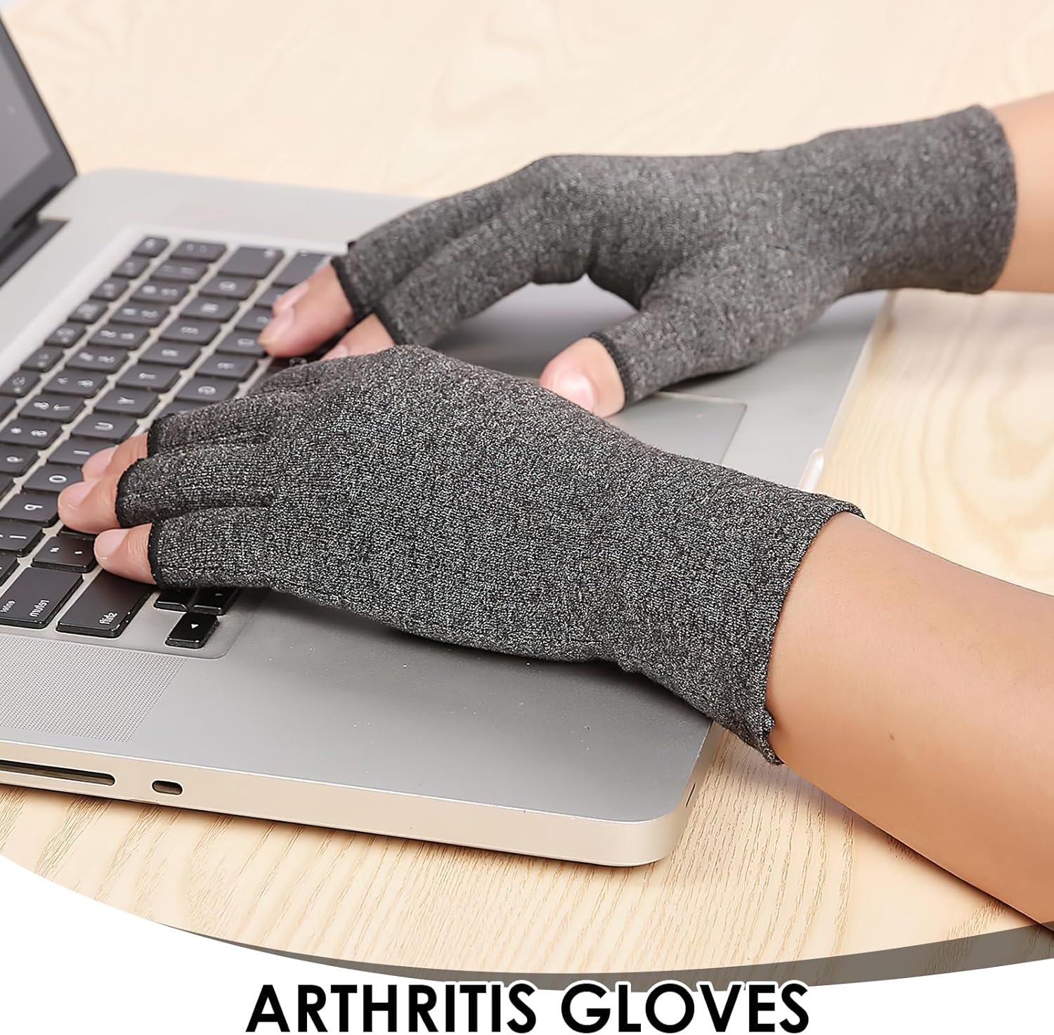Bushhaven Arthritis Gloves for Women & Men - Fingerless Arthritic Hand Gloves for Carpal Tunnel, Tendonitis & Rheumatoid Relief - Breathable Compression for Typing, Work & Daily Support (Black) image number 5