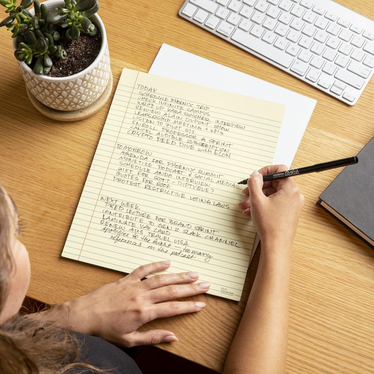 M.C. Squares Reusable Letter Legal Pads | 9X11 2-Pack | Lined Canary Yellow Dry Erase Notebook Front, White Board Back for Office, Home, School | Included Wet-Erase Tackie Marker | USA Made image number 1