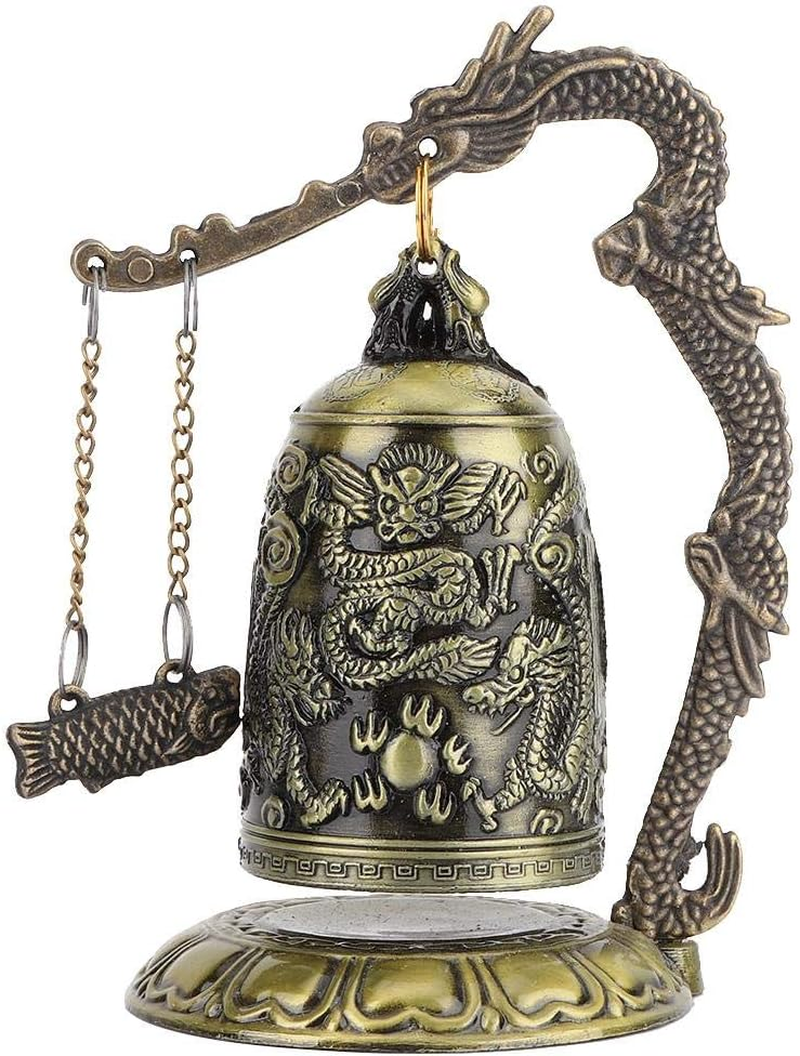 Carved Bronze Dragon Lock,Vintage Small Carved Bronze Dragon Lock Bell Arts & Crafts Collectibles Ornaments Desk Decor image number 2