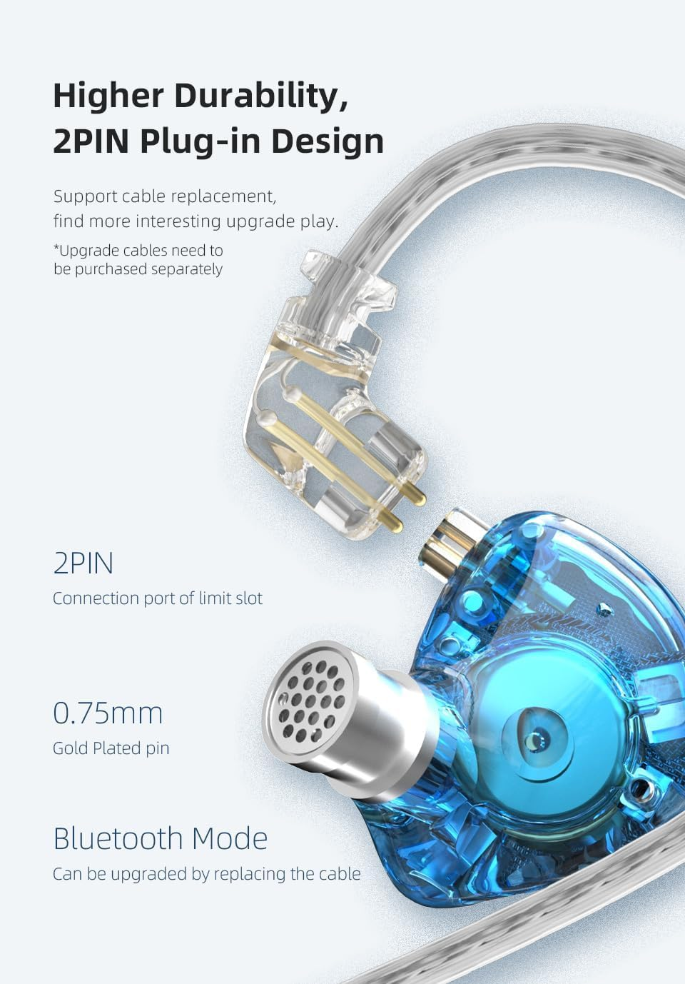 KZ Zax in Ear Monitor Headphone,16-Units Hifi Noise Reduction Hybrid-Driven IEM Headphone, Zinc Alloy Earbuds Earphones with Detachable Silver-Plated Upgrade Cable image number 4