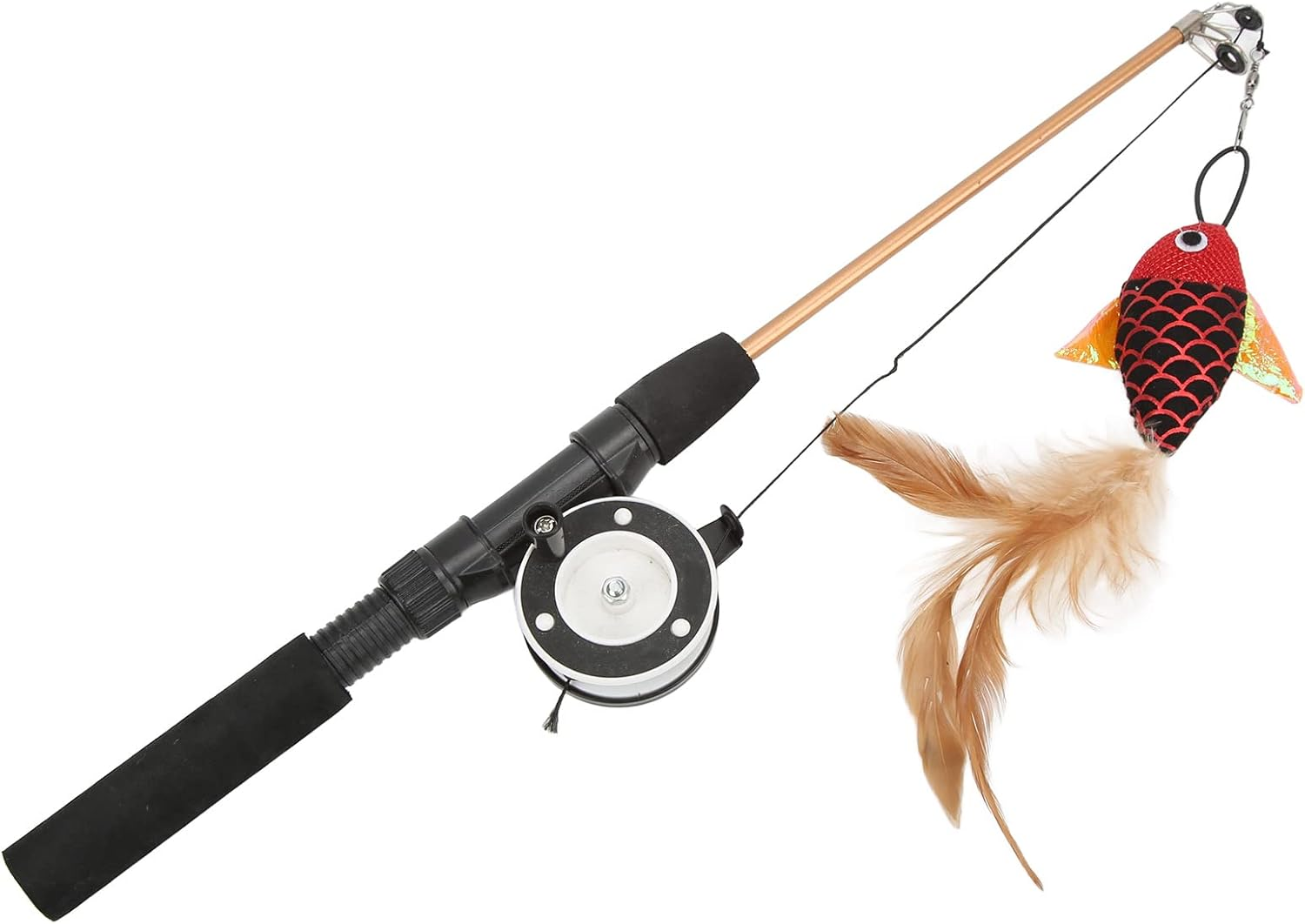 Keep Your Cat on the Prowl: Funny Cat Stick with Realistic Flexibility - Engage Your Feline Friend with an Interactive Pulley Telescopic Fishing Rod Cat Toy (Red Fish + Fishing Rod) image number 2