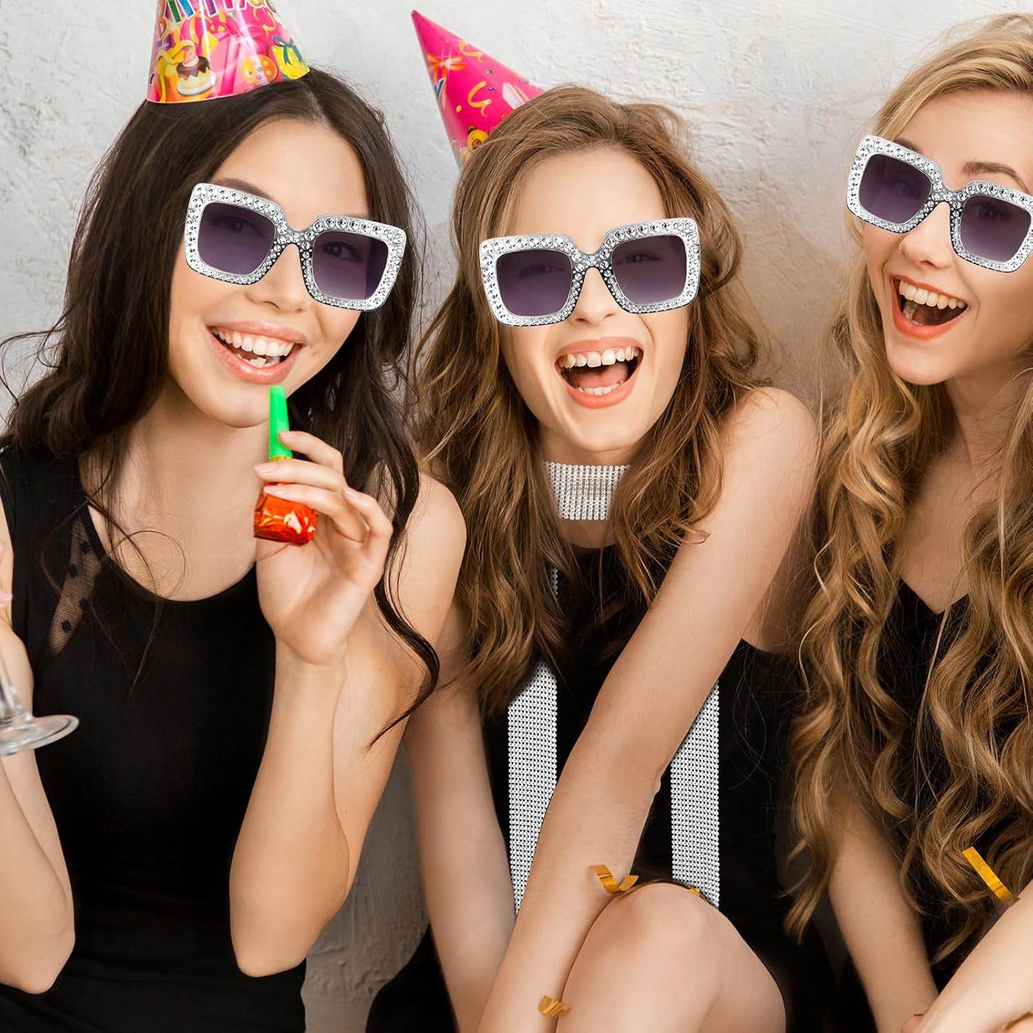 Abeillo Disco Outfit for Women - Silver Sequin Scarf & Glasses Set 70S Disco Outfits Accessories Women image number 1