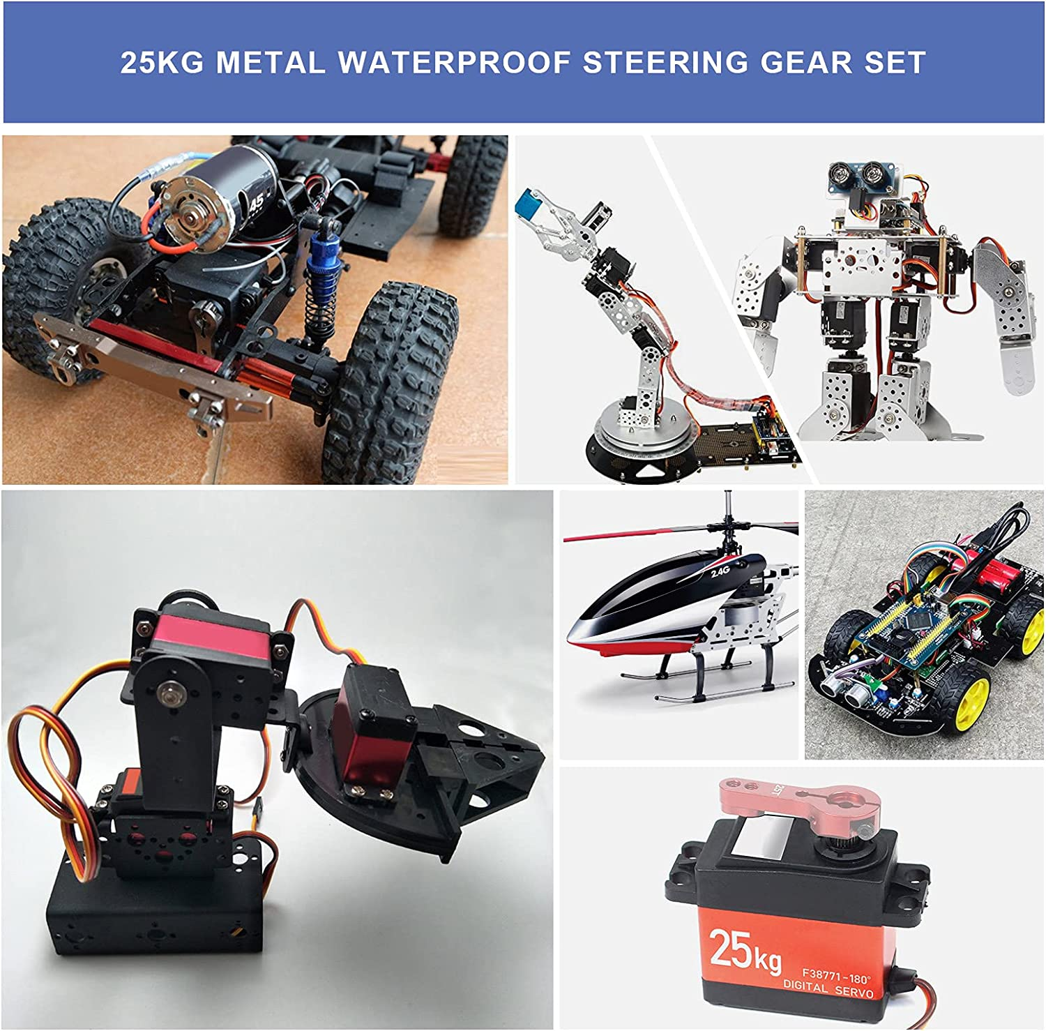 Emsea DS3225 25KG Full Metal Digital Servo 25T Arm Accessories Set for RC Car Robot Waterproof High Torque 180 Rotation image number 5