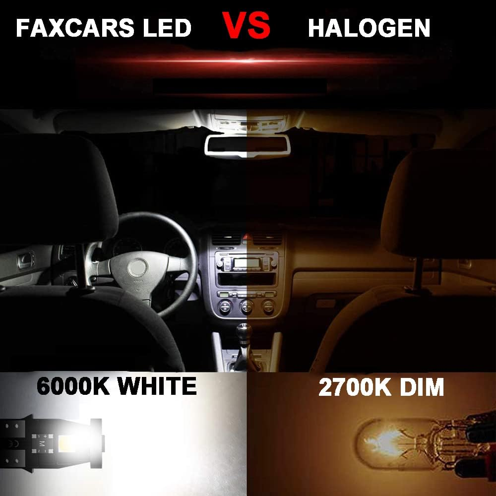 194 168 T10 2825 W5W LED Bulbs for Interior Dome Map Courtesy Door License Plate Cargo Lights, 6000K Xenon White Canbus Error Free 12V Non-Polarity 500LM Super Bright, Pack of 8 image number 4