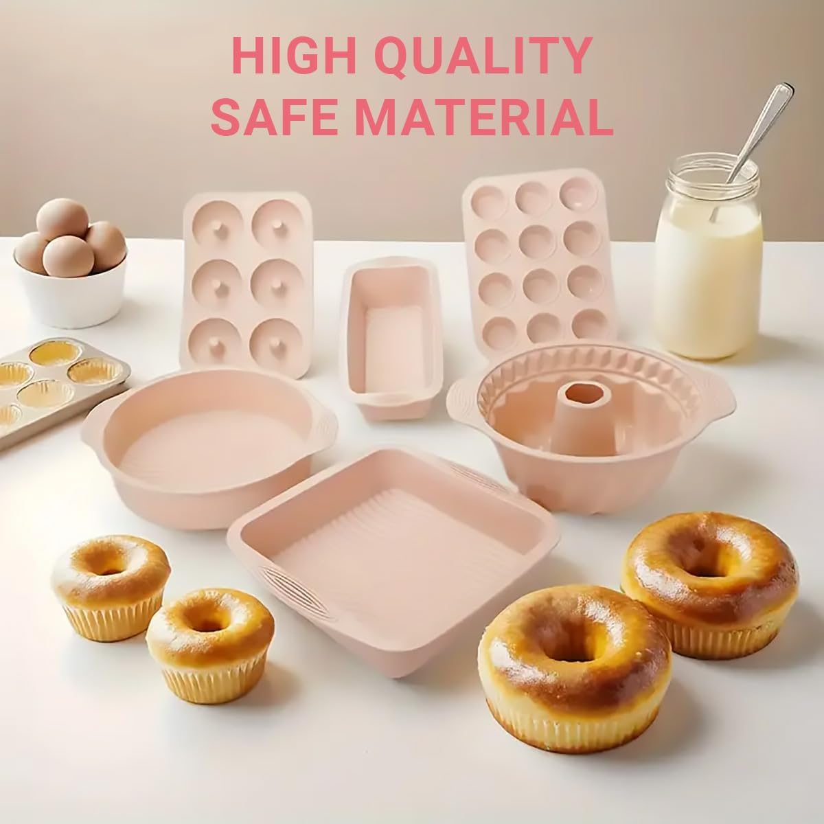 AIMALL 6-Piece Silicone Baking Mold Set, Non-Stick Cake Molds for Oven, Microwave & Freezer - Includes Round, Loaf, Muffin & Chiffon Cake Pans - Grey image number 4