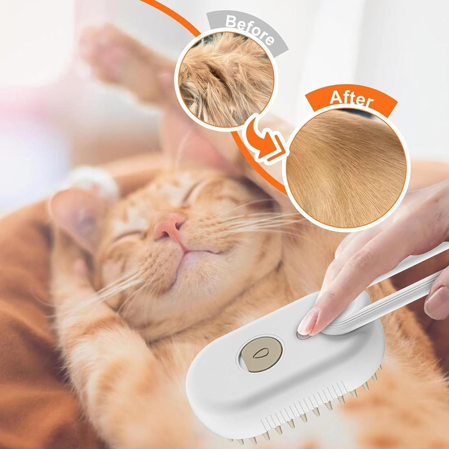 Cloud Care Cat Brush, Cat Steam Brush 3 in 1 Water Pet Cat Hair Brush with Handle image number 5