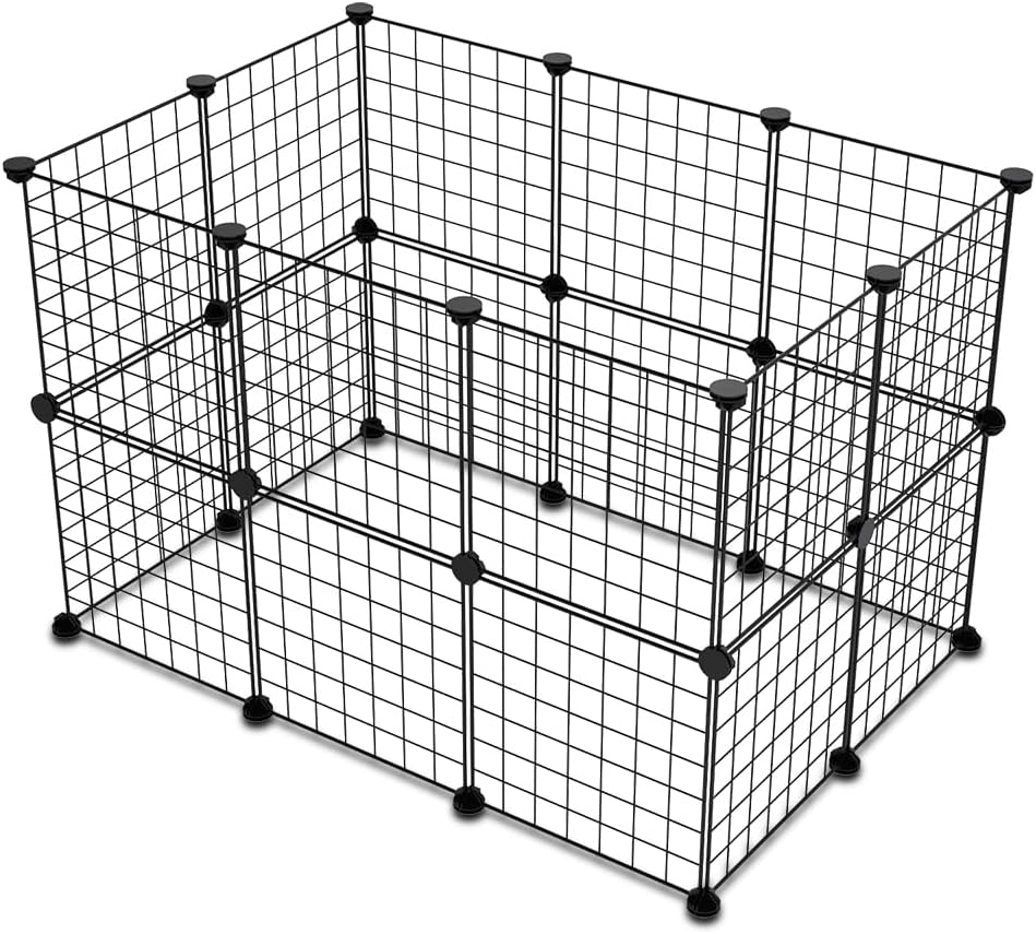 Ricjurzzty Pet Playpen,Portable Metal Wire Mesh XXS Size 30Cm(11.8In),Small Animal DIY Pen Cage Yard Fence,Outdoor & Indoor for Kitty,Puppy,Rabbit Hedgehog,Guinea Pig,Chinchilla (20 Panels, Black) image number 4
