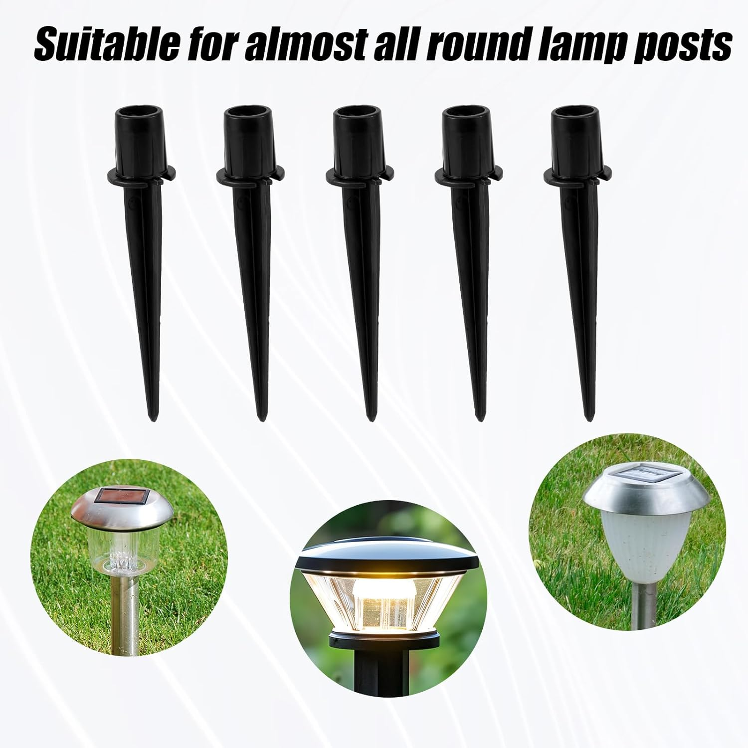 12Pcs Solar Light Replacement Stakes, 5.39X1.1In Metal Solar Lights Spikes with Nesting Covers Reliable Outdoor Ground Stakes Solar Light Parts for Garden Lights Landscape Yard Pathway image number 1