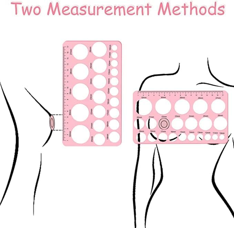 4 Pcs Nipple Rulers, Nipple Ruler for Flange Sizing Measurement Tool, Soft Silicone Flange Size Measure for Nipples Breast Flange Measuring Tool New Mothers Musthaves (Pink+ Blue)