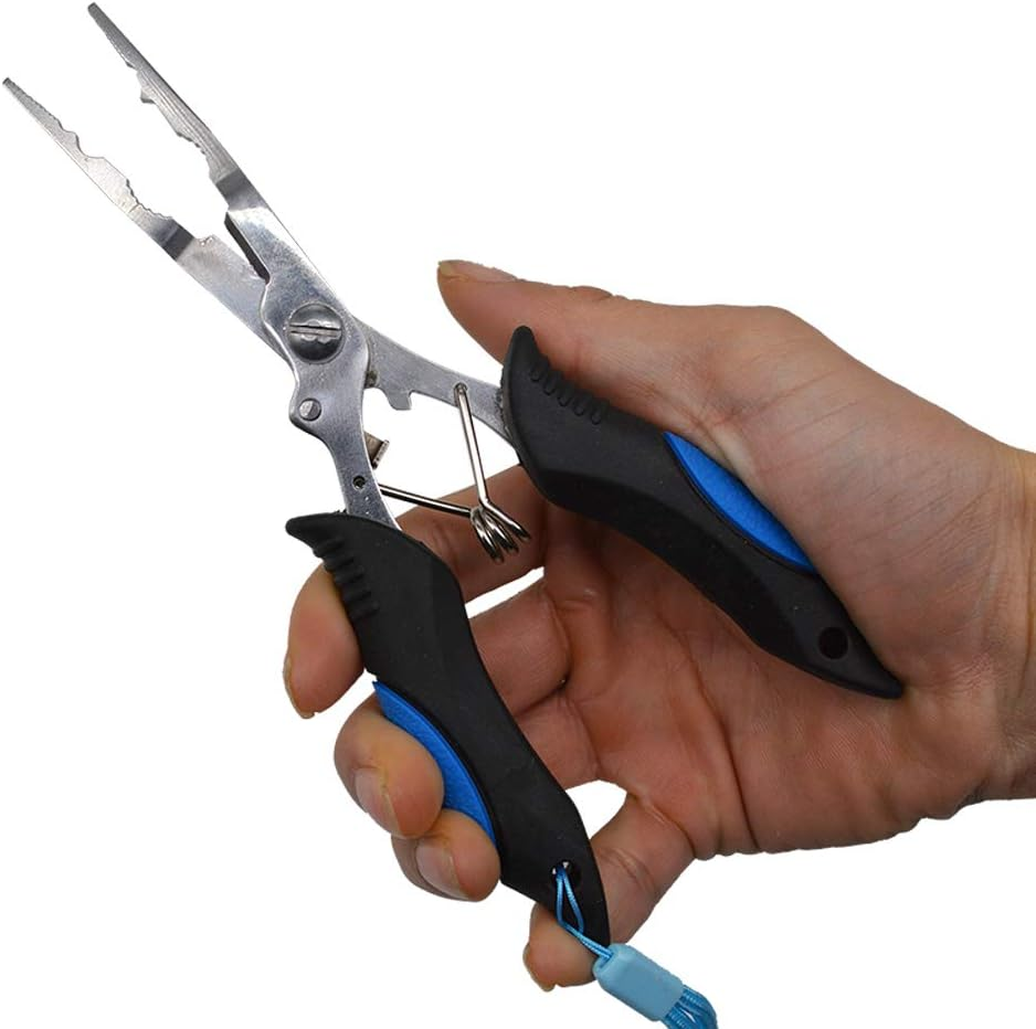 Stainless Saltwater Fishing Pliers,Hooks Remover Ring Pliers Lightweight Saltwater Pliers with Sheath and Telescopic Lanyard image number 1