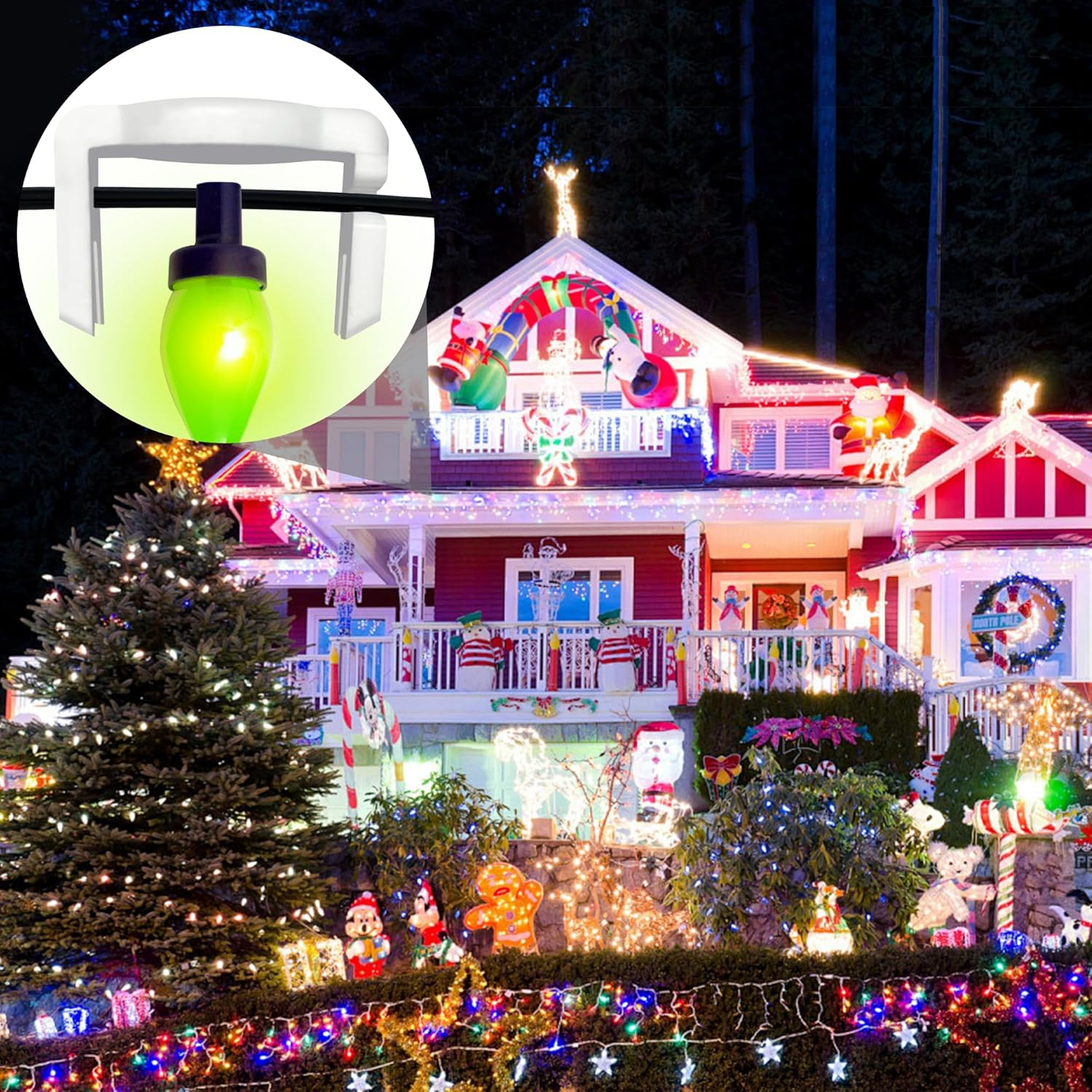 Watayo Extra Strong Magnetic Christmas Light Clips- Magnetic Light Clips for C9 Socket- Magnetic Sockets Light Clips Hooks for String Light Outdoor Patio Lighting (60 Pcs, White)